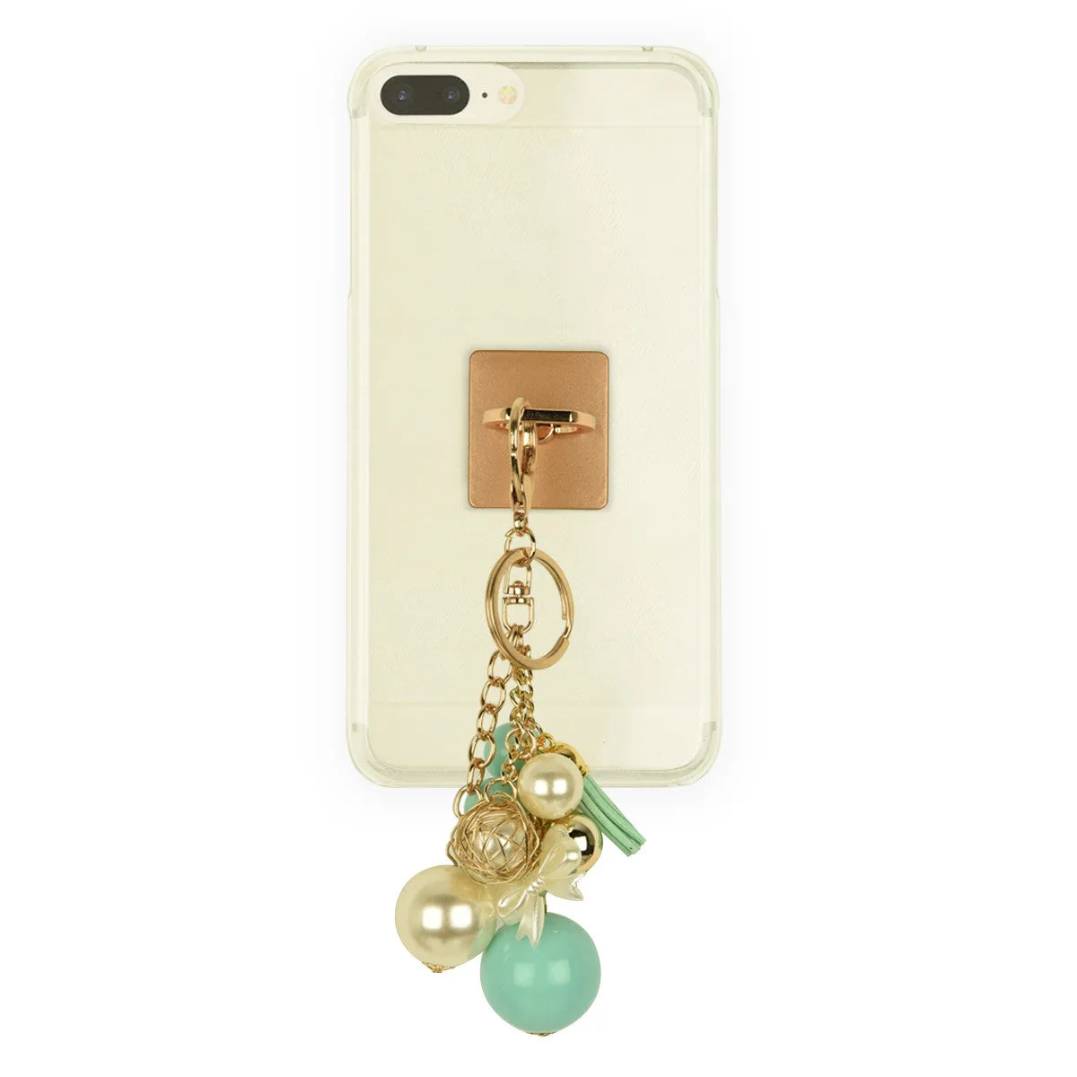 iOrigin Ring Grip and Multi-Sized Faux Pearls and Leather Tassel Key Chain Charm for Mobile Phones & Tablets