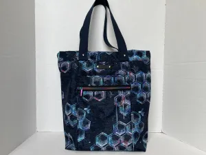 Iridescent Bee Print Water Resistant Tote Bag, Project Bag