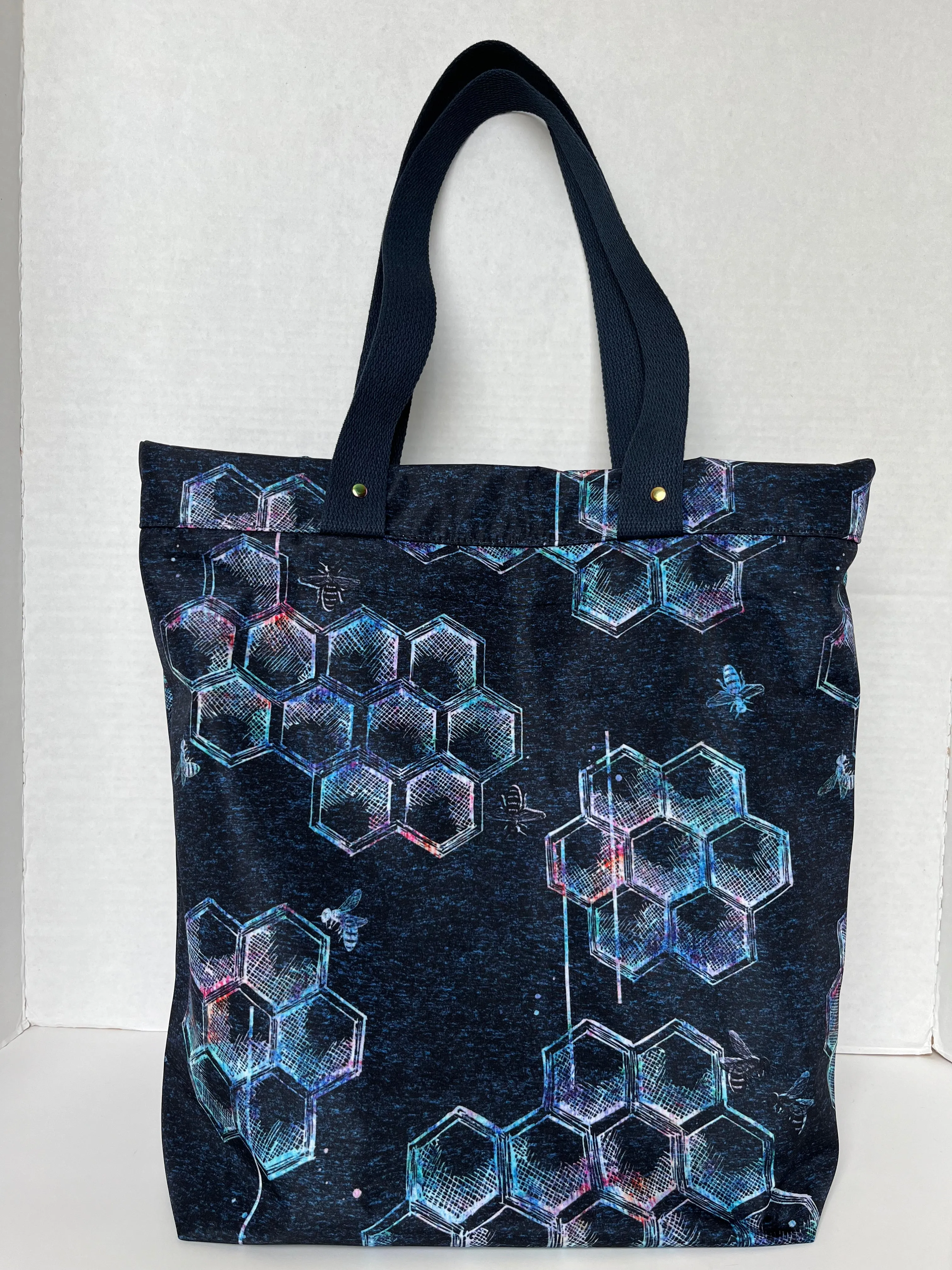 Iridescent Bee Print Water Resistant Tote Bag, Project Bag