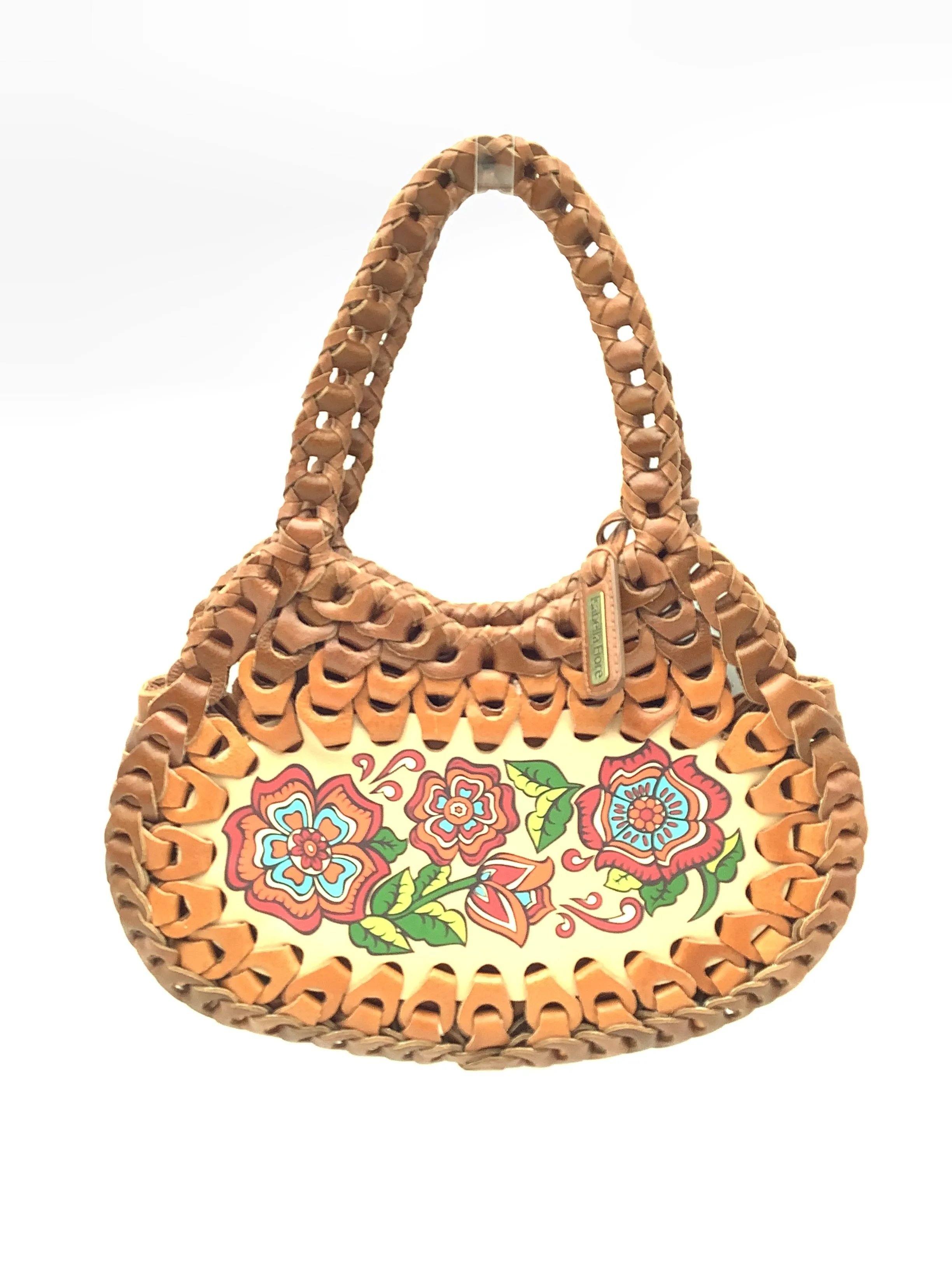Isabella Fiore Women's Bag Woven Leather Floral Print