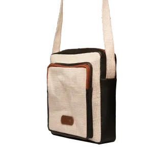 Jute Leather Messenger Crossbody Bag White