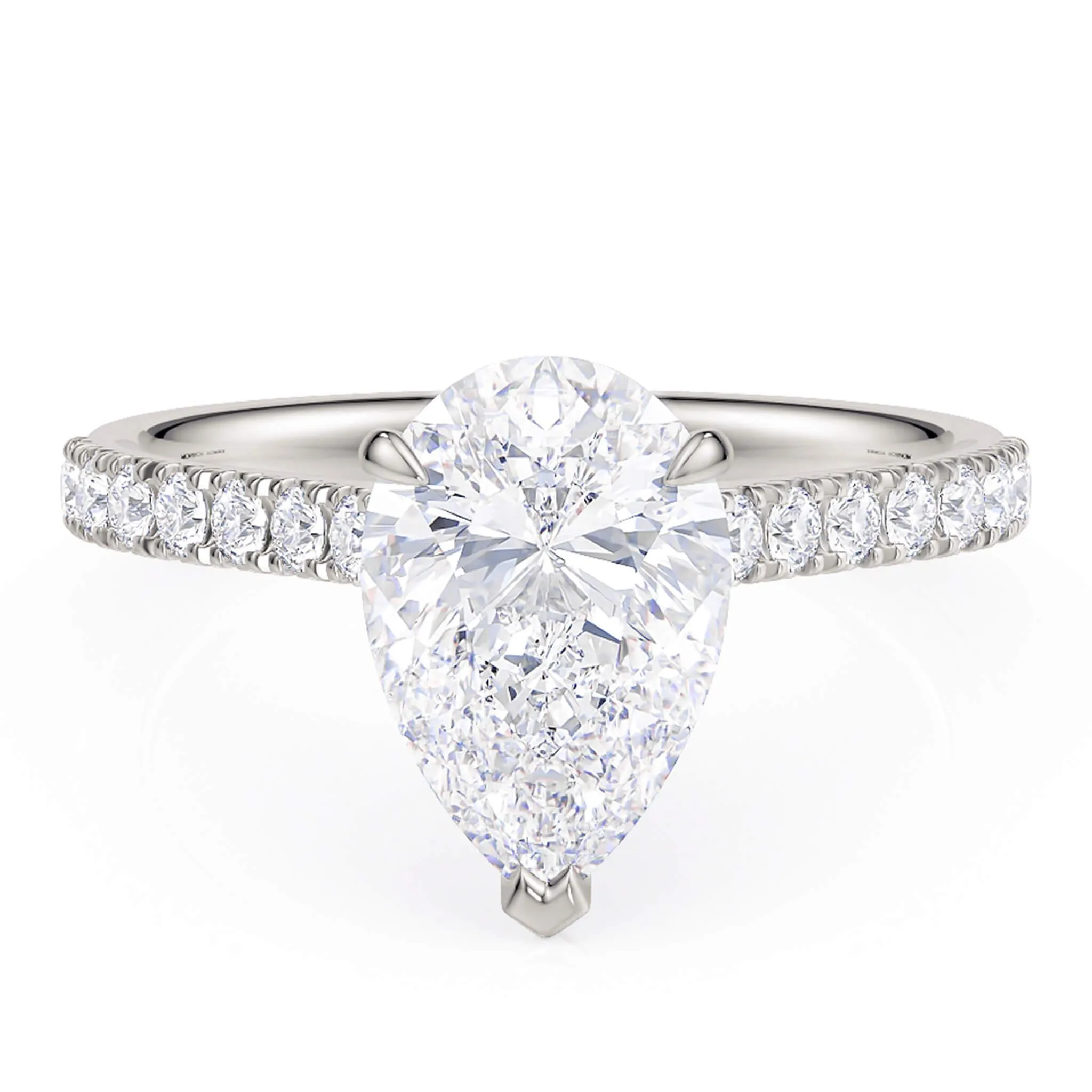 Karly - Pear Diamond Engagement Ring. White Gold & Platinum