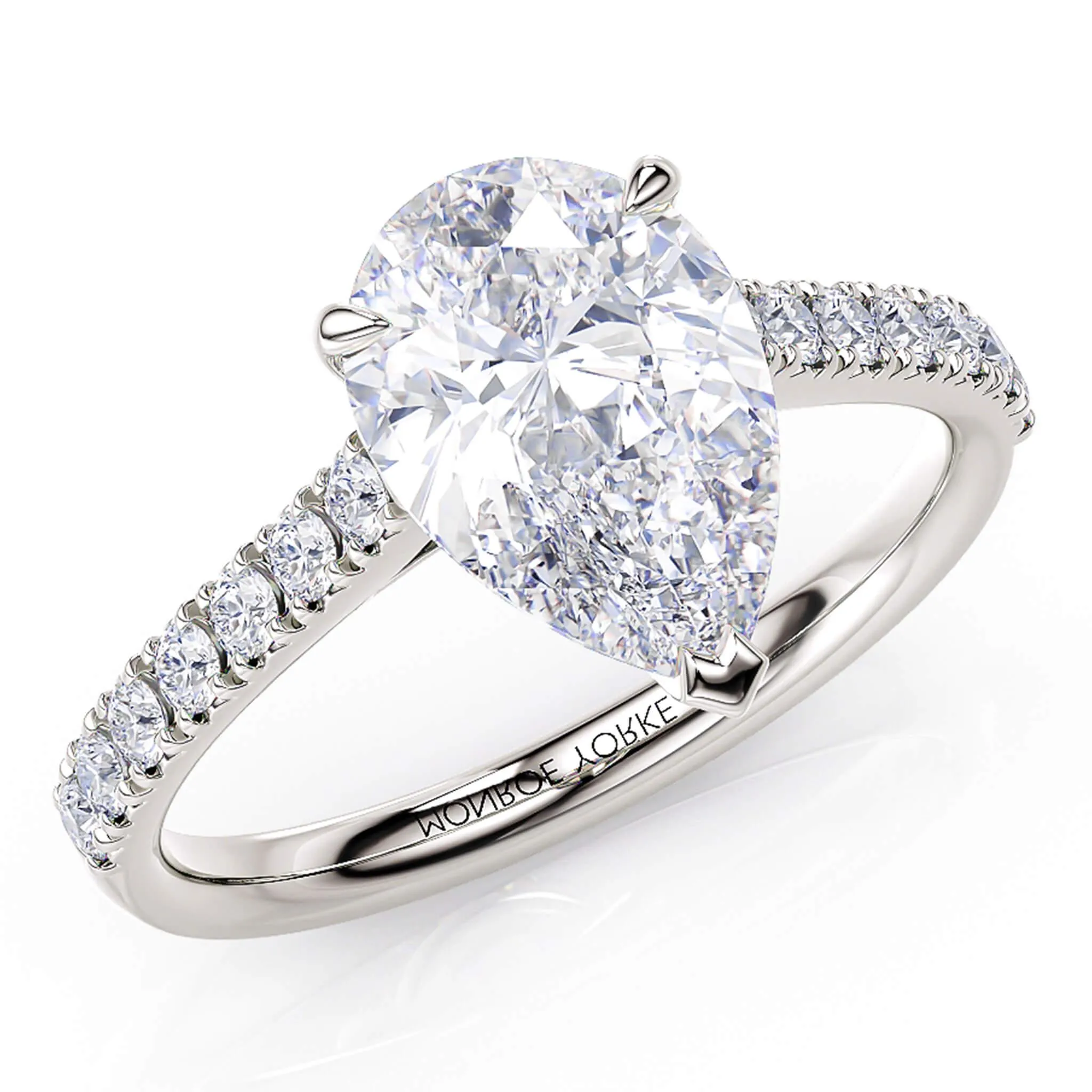 Karly - Pear Diamond Engagement Ring. White Gold & Platinum