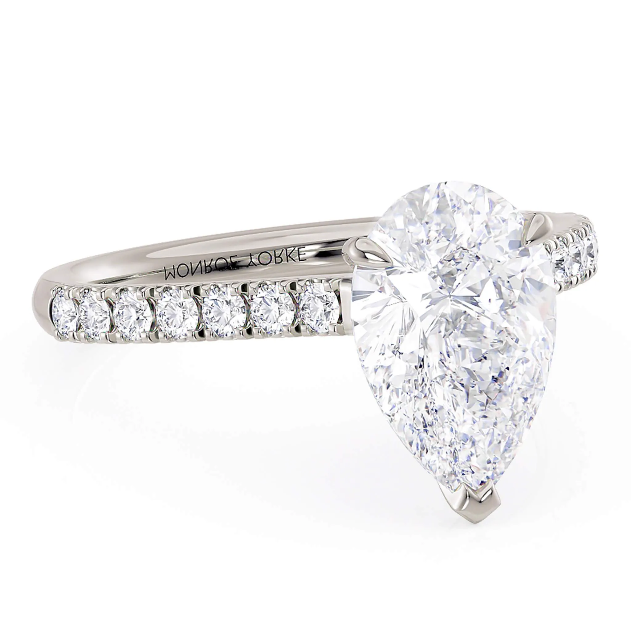 Karly - Pear Diamond Engagement Ring. White Gold & Platinum