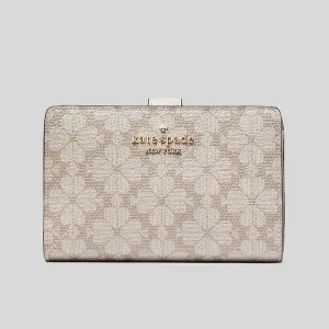 KATE SPADE Spade Flower PVC Medium Compact Bifold Wallet Dark Beige Multi KG488