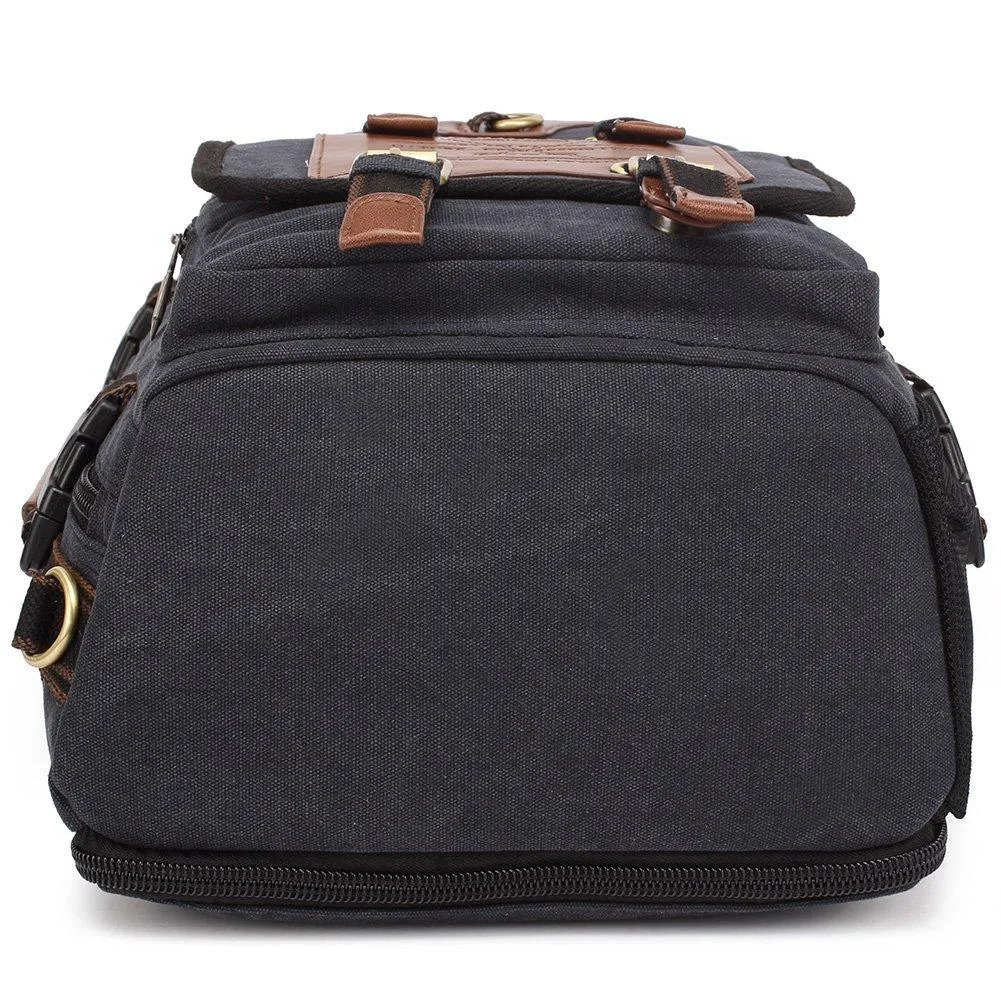 KAUKKO Retro Canvas Backpack Handbag Shoulder Bag Multi-purpose Outdoor Travel Men Backpack, 22L( black )