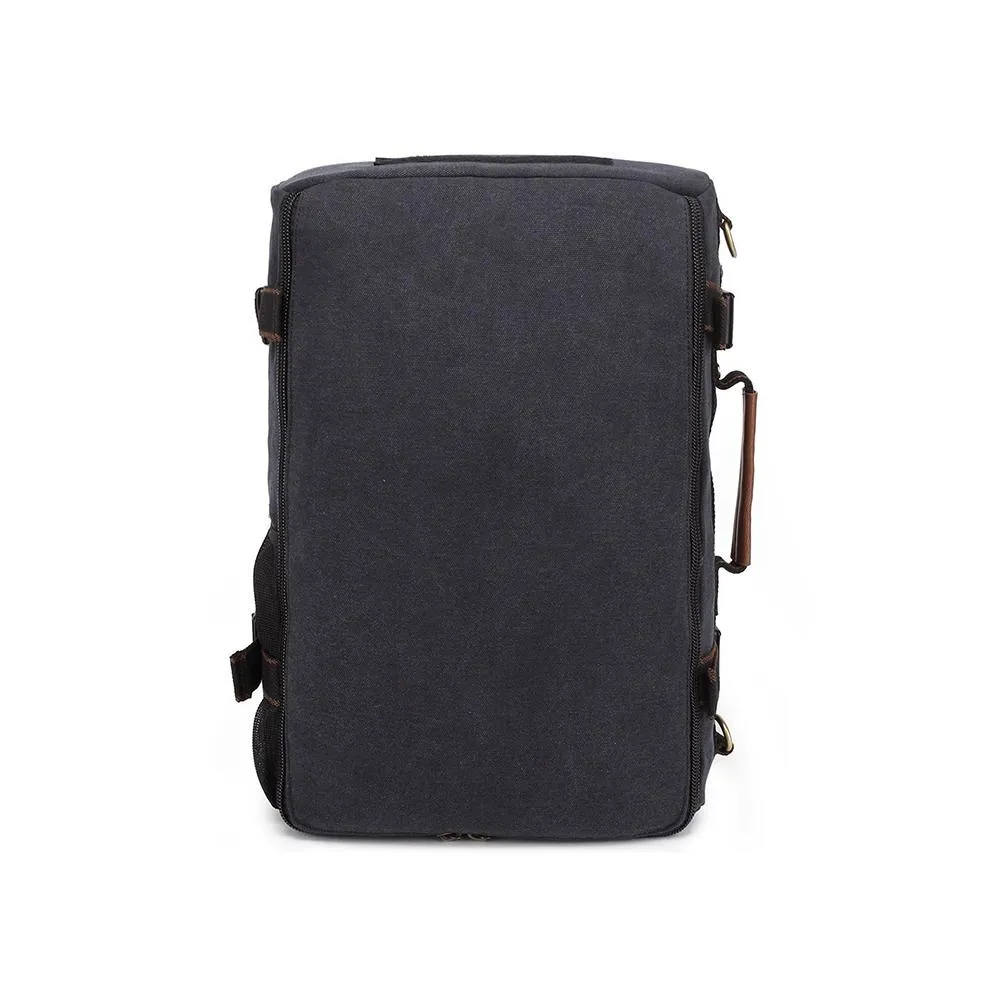KAUKKO Retro Canvas Backpack Handbag Shoulder Bag Multi-purpose Outdoor Travel Men Backpack, 22L( black )