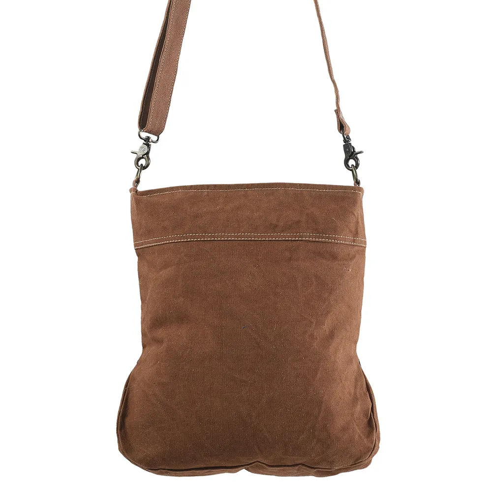 KB321 - KB321-MESSENGER Cheetah Print Real Cowhide Leather and Upcycled Canvas Ladies Bag 14 x 14 -