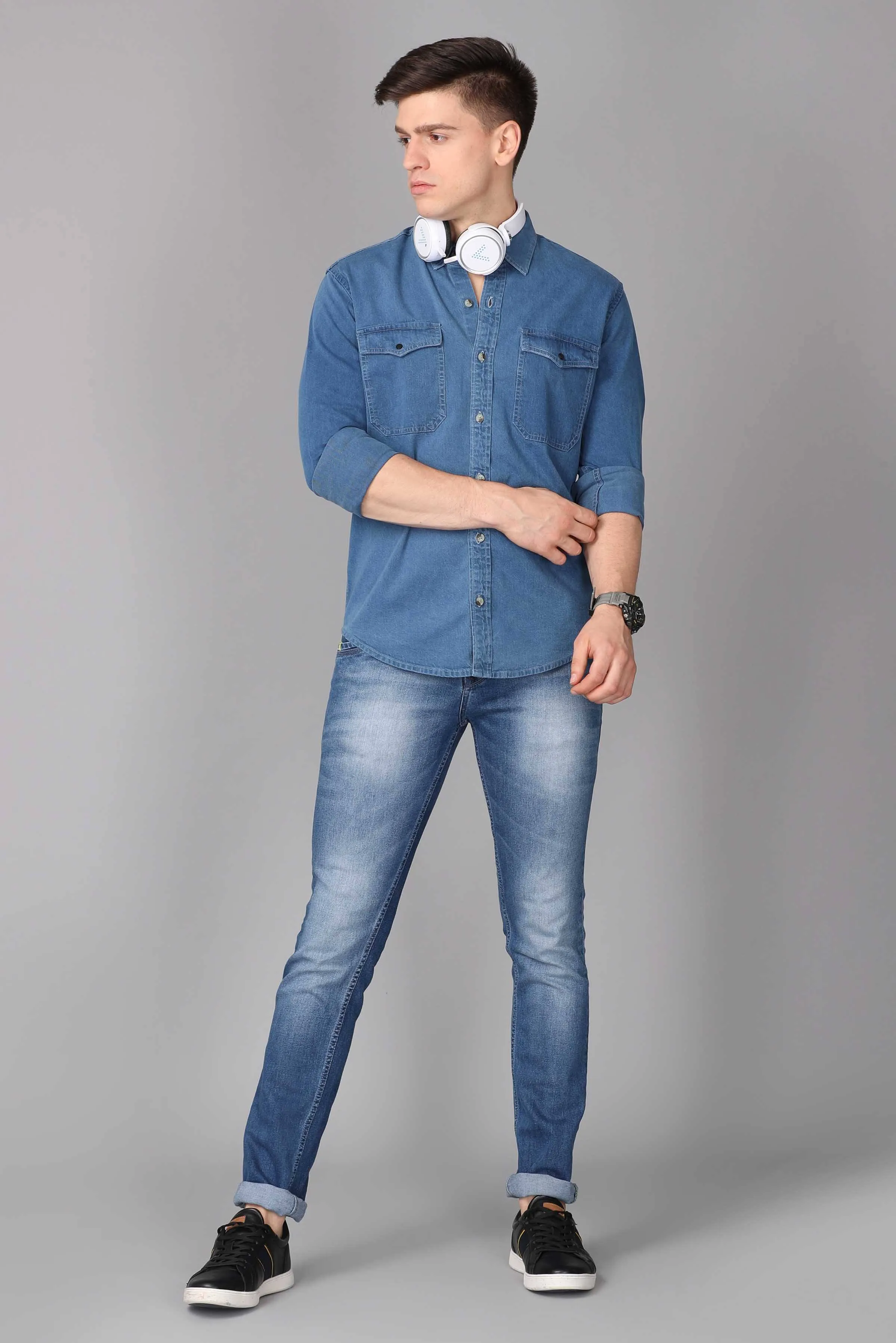 KEF Culture Printed Denim Shirt