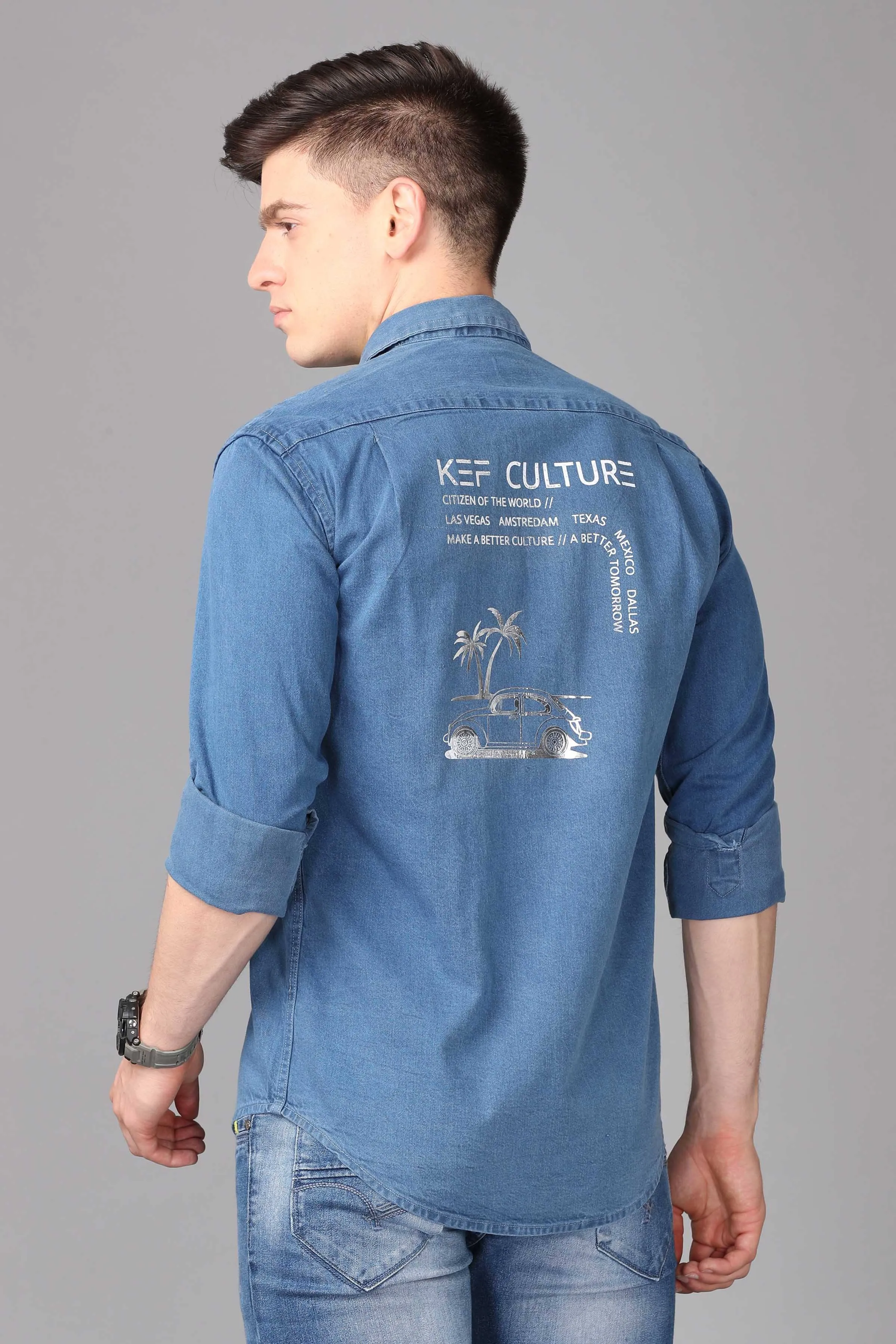 KEF Culture Printed Denim Shirt