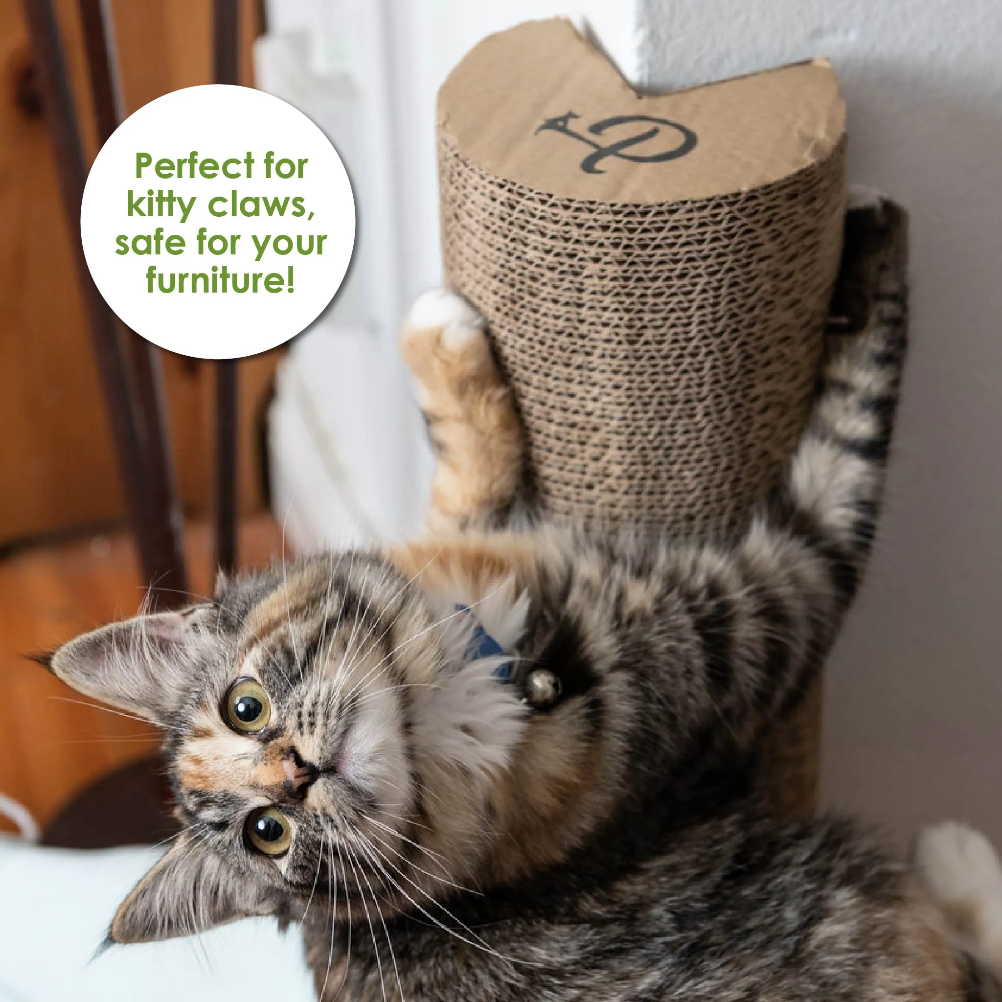 Kitty Corner Cat Scratching Post (2 Pieces): Eco-Friendly, Sustainable, Compostable, Non-Toxic, Double Stick Foam Tape Included, Durable Cardboard, Patented, for Cats