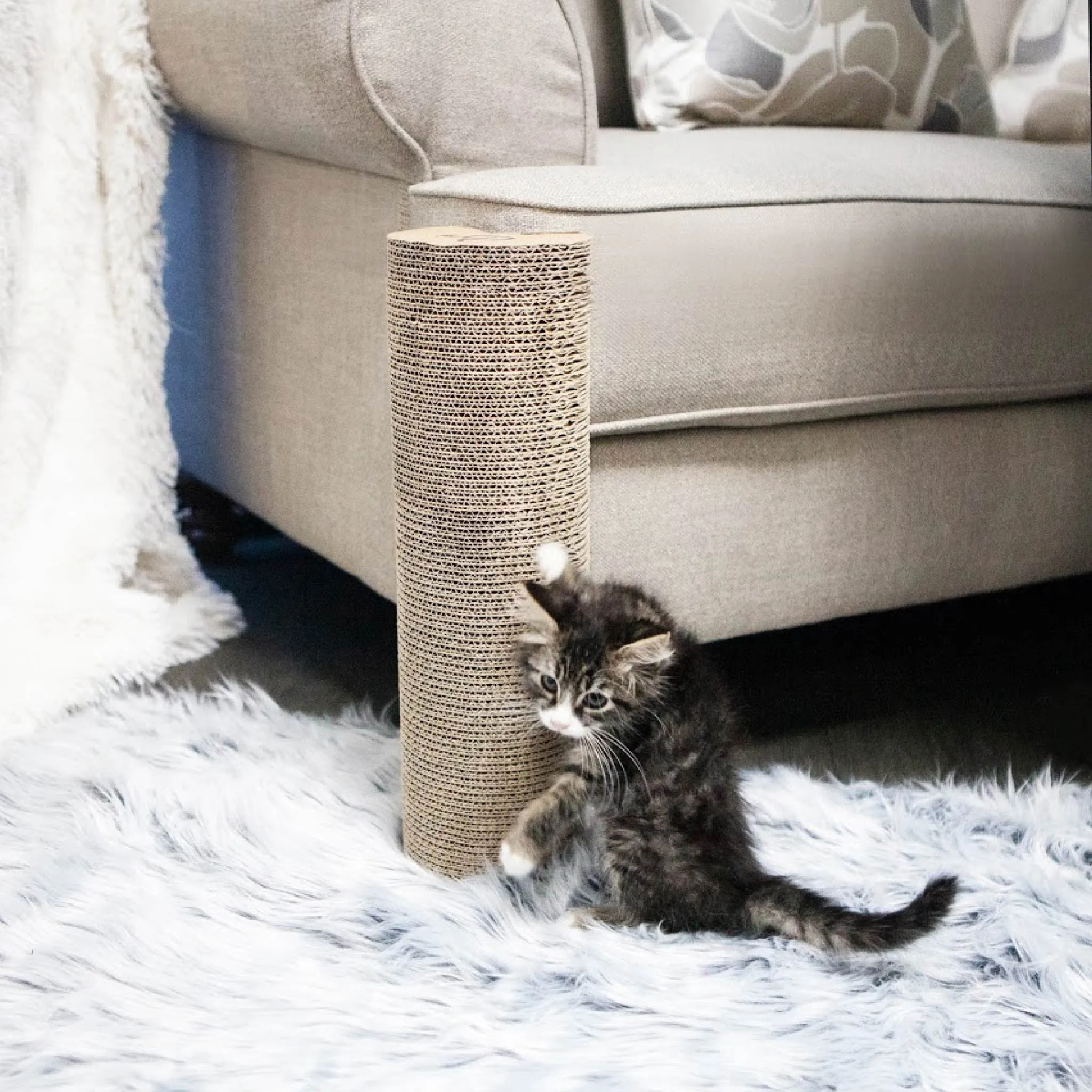 Kitty Corner Cat Scratching Post (2 Pieces): Eco-Friendly, Sustainable, Compostable, Non-Toxic, Double Stick Foam Tape Included, Durable Cardboard, Patented, for Cats