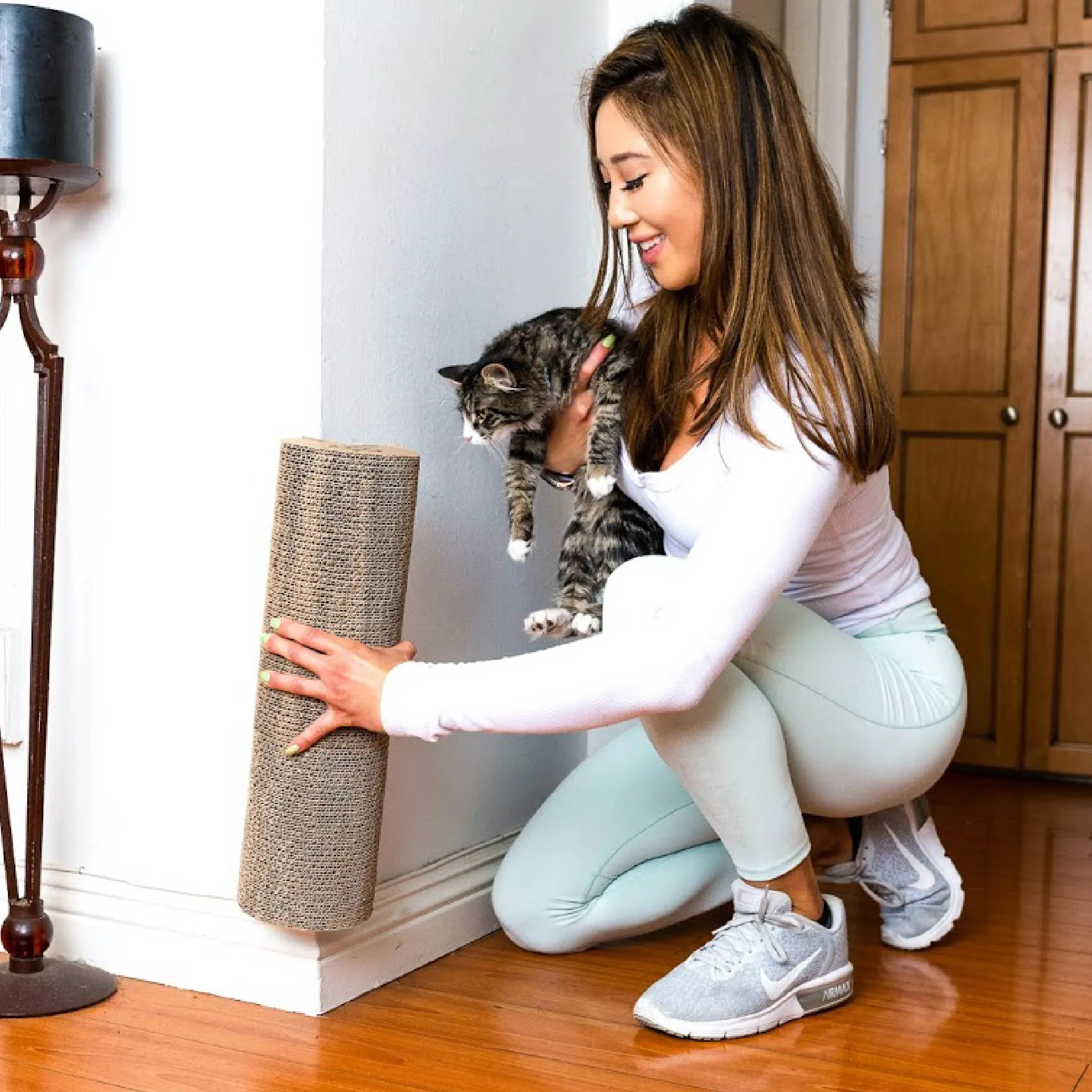 Kitty Corner Cat Scratching Post (2 Pieces): Eco-Friendly, Sustainable, Compostable, Non-Toxic, Double Stick Foam Tape Included, Durable Cardboard, Patented, for Cats