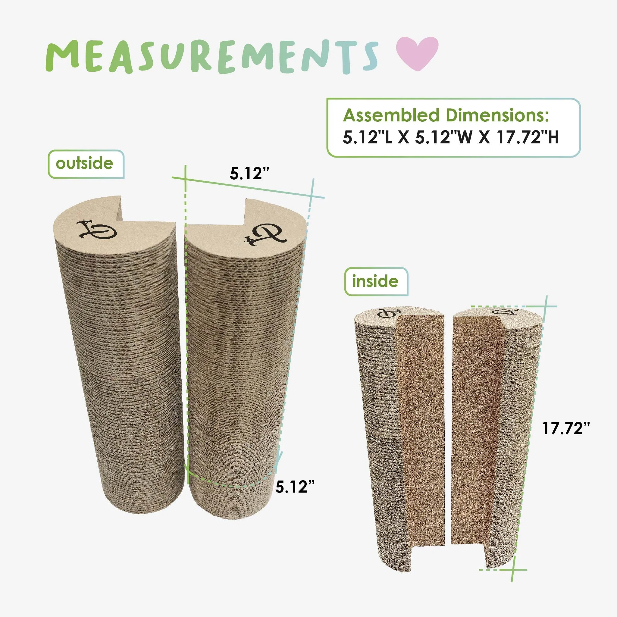 Kitty Corner Cat Scratching Post (2 Pieces): Eco-Friendly, Sustainable, Compostable, Non-Toxic, Double Stick Foam Tape Included, Durable Cardboard, Patented, for Cats