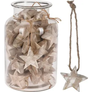 Koopman 6cm Wooden Star Hanging Christmas Tree Decoration