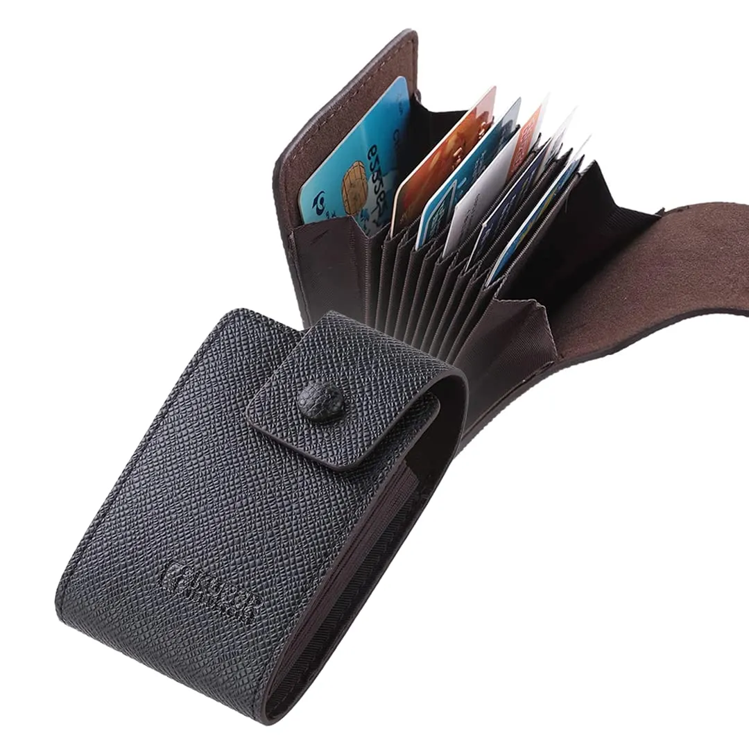 Kuber Industries Card Holder Wallet for Men Women|Debit Credit Card Holder|Wallet for Id, Visiting Card, Buisness Card|Button Closure|Black (Pack of 3)