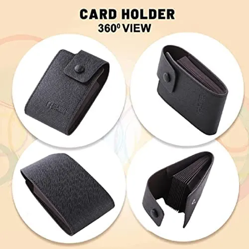 Kuber Industries Card Holder Wallet for Men Women|Debit Credit Card Holder|Wallet for Id, Visiting Card, Buisness Card|Button Closure|Black (Pack of 3)