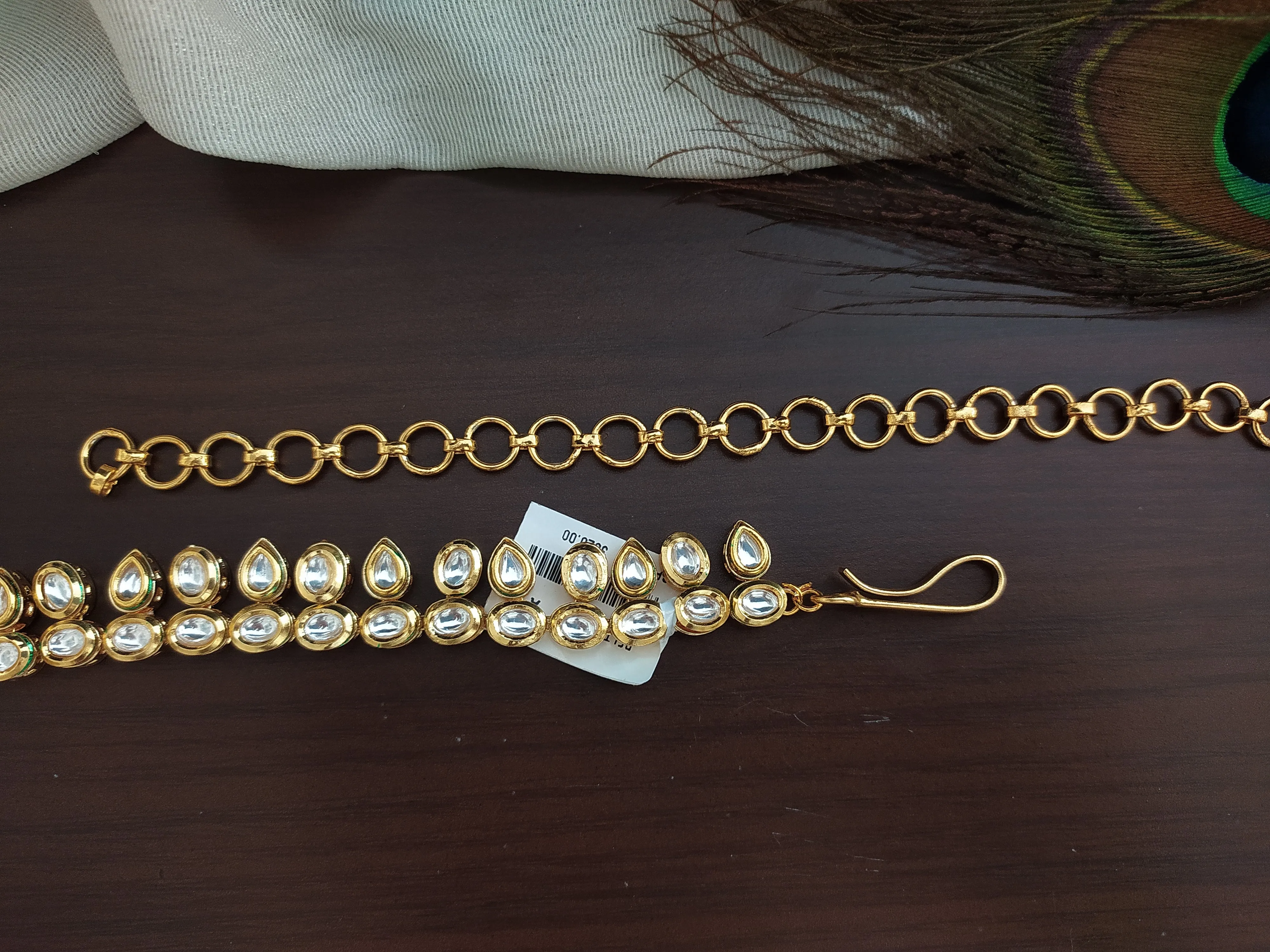 Kundan Meenakari Hip Chain with Oval and Pear-Shaped Stones