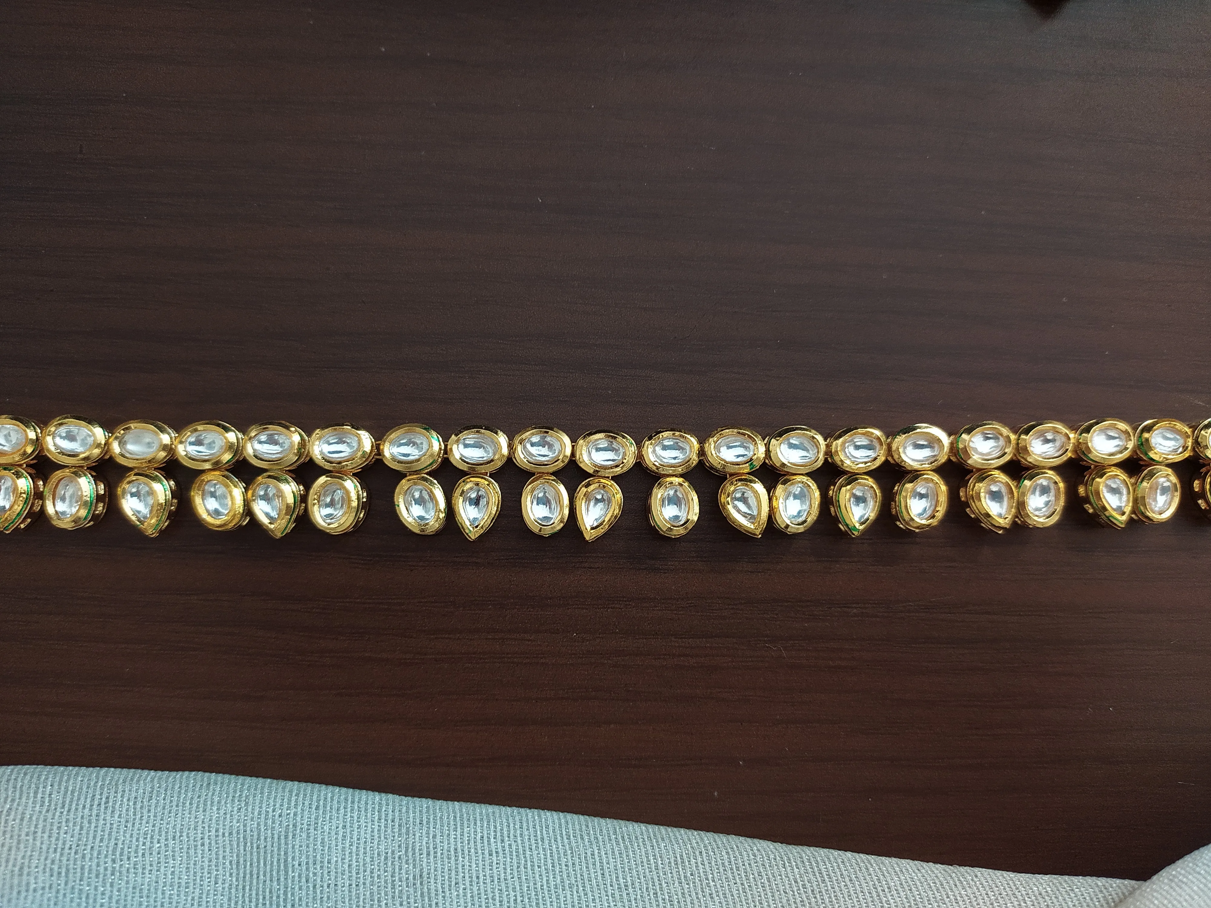Kundan Meenakari Hip Chain with Oval and Pear-Shaped Stones