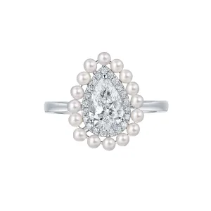 Lab Grown Diamond & Pearl Halo Ring