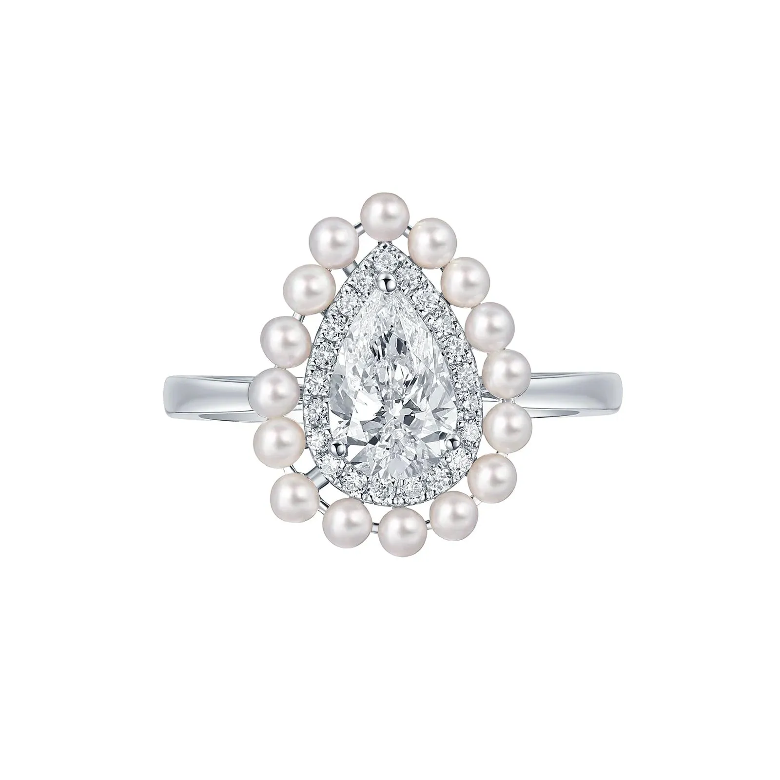 Lab Grown Diamond & Pearl Halo Ring