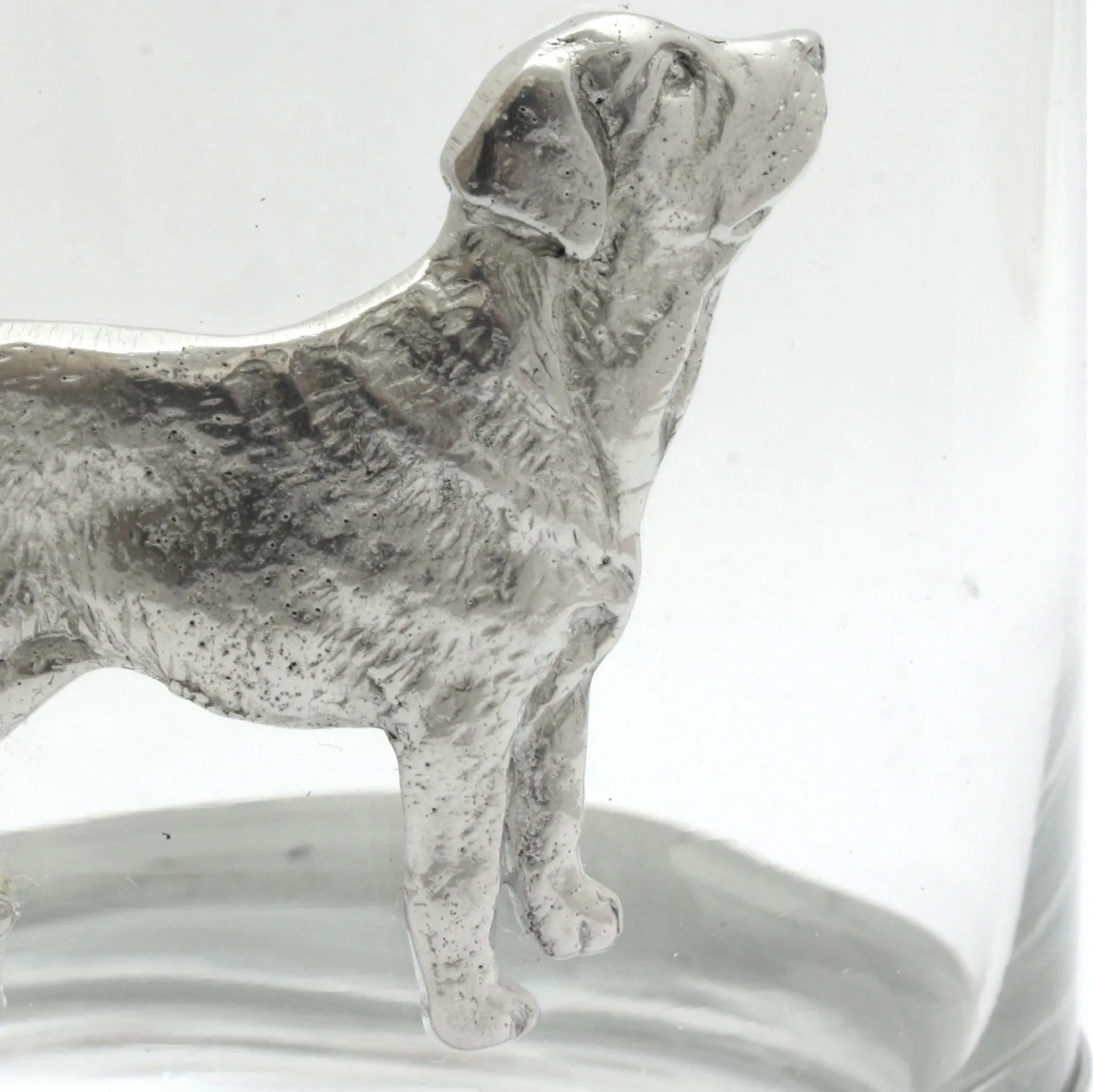 Labrador Dog Pair Of Pewter Based Whiskey Tumblers