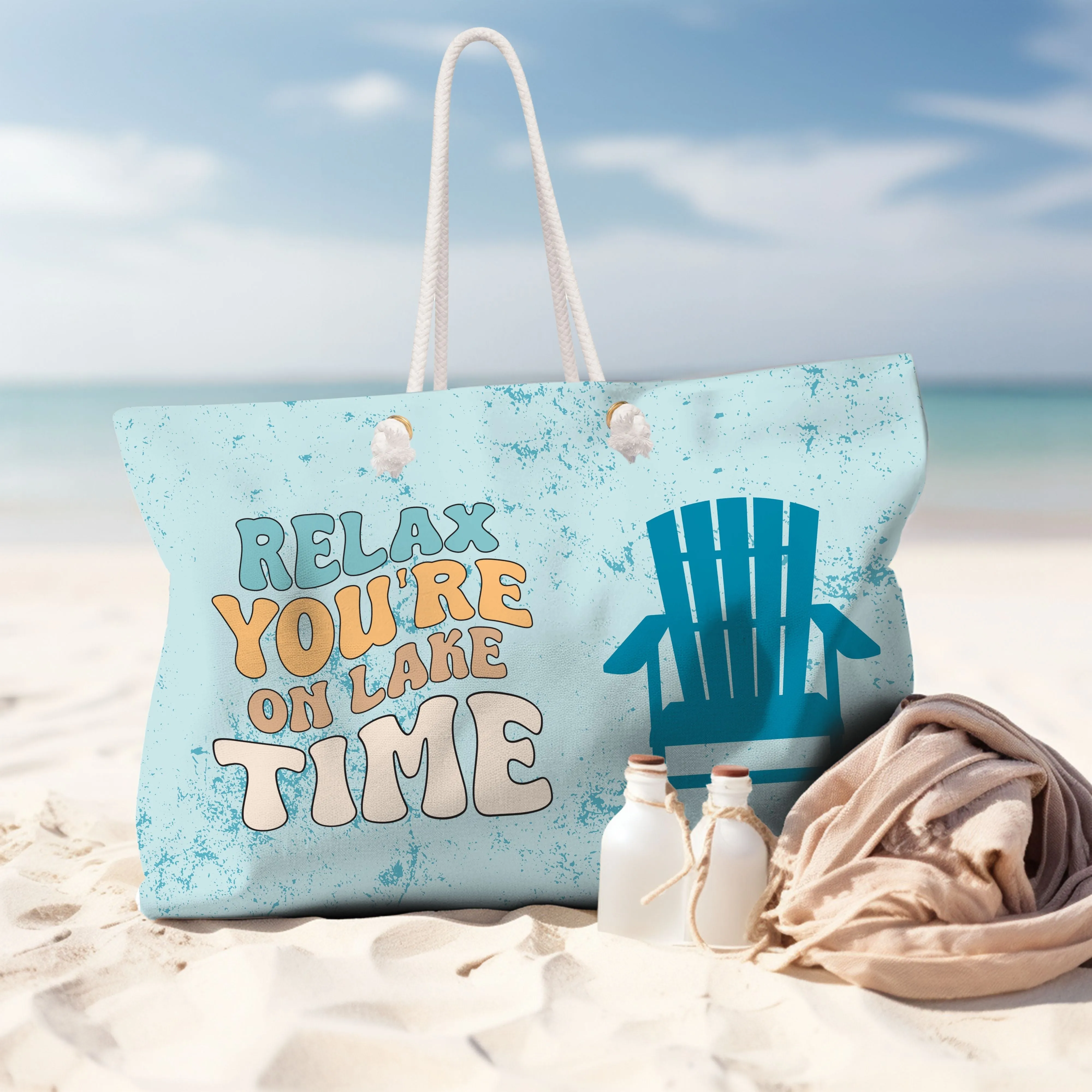 Lake Time Canvas Weekender Tote Bag