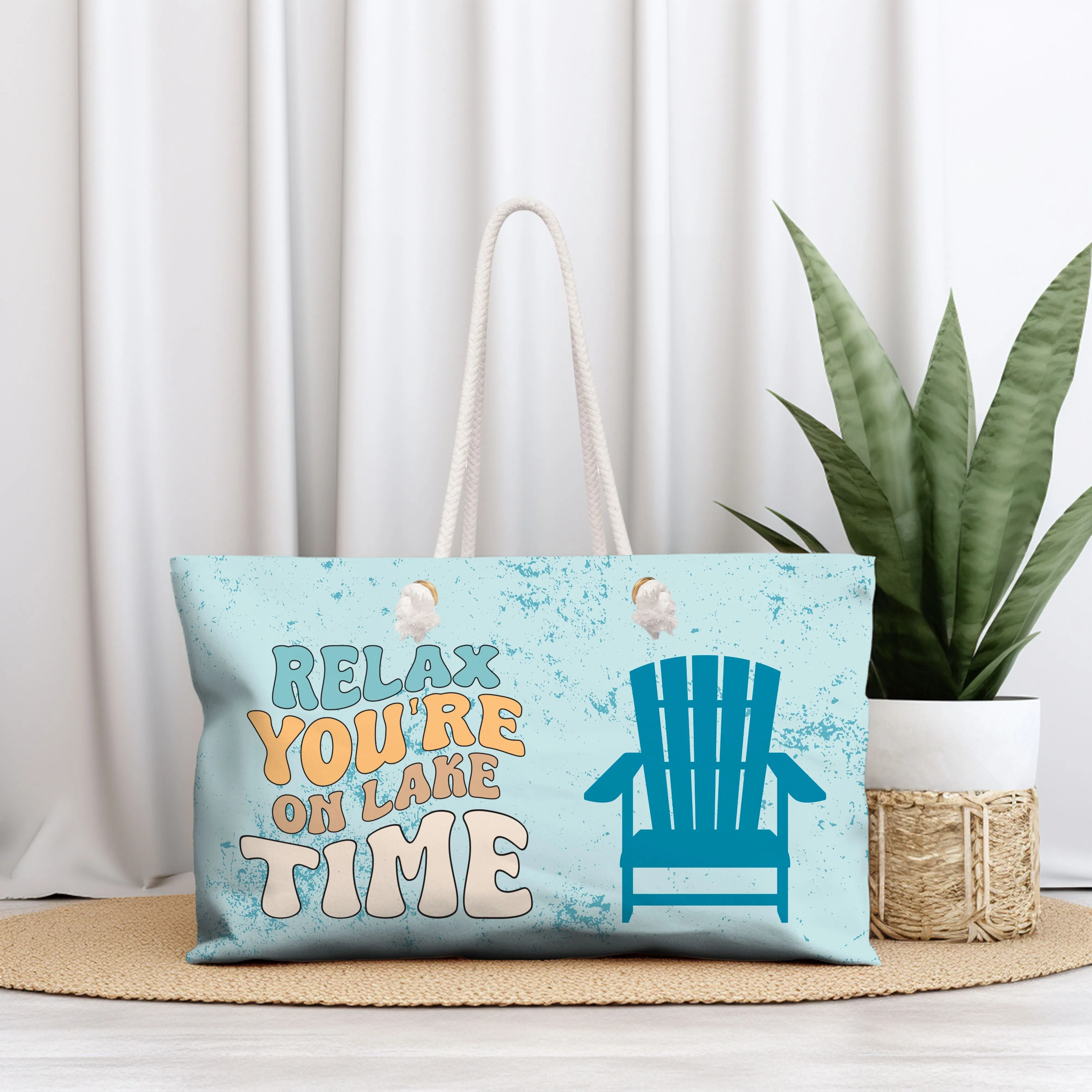 Lake Time Canvas Weekender Tote Bag