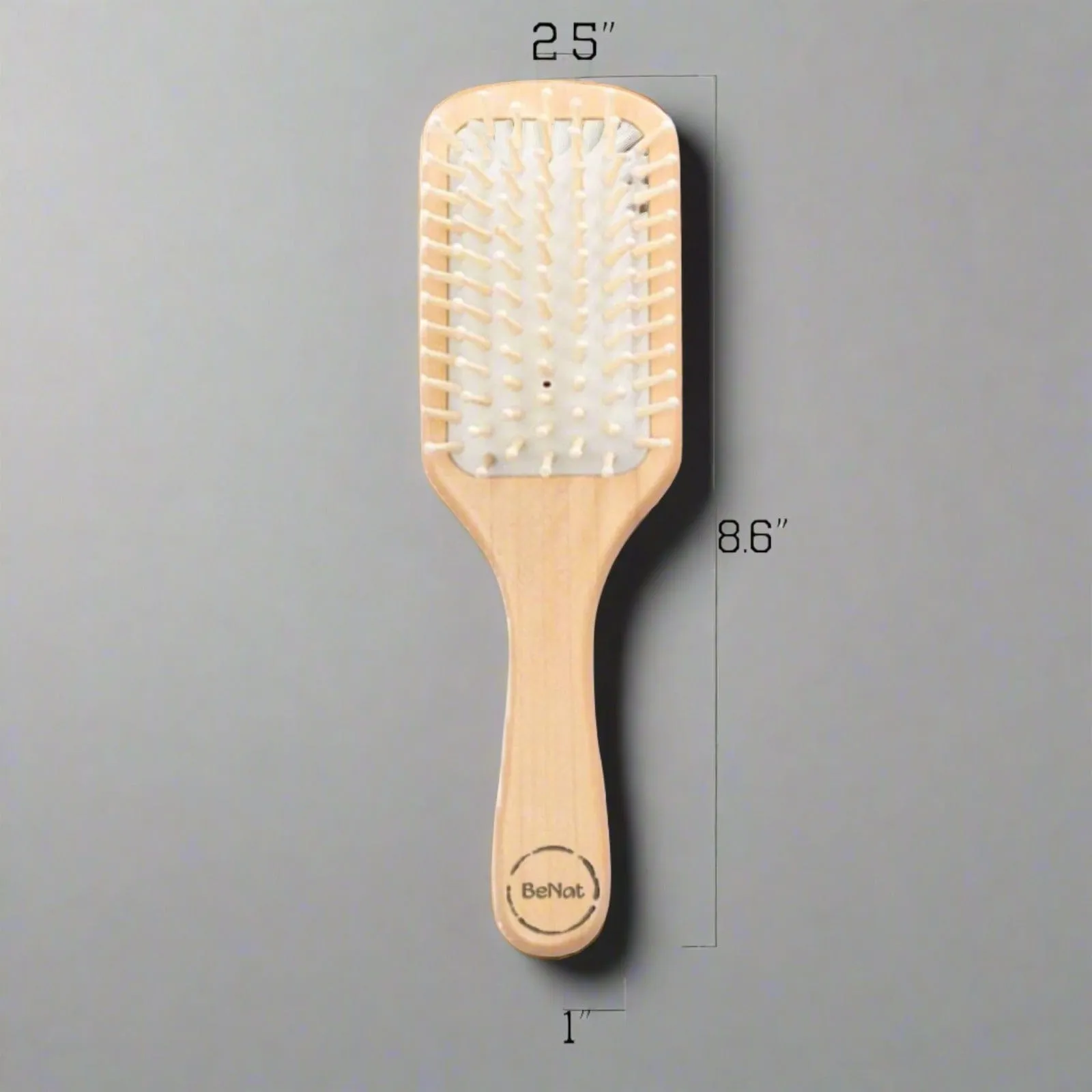 Large Bamboo Hairbrush with Natural Rubber Cushion – Detangling, Anti-Static & Scalp Massage