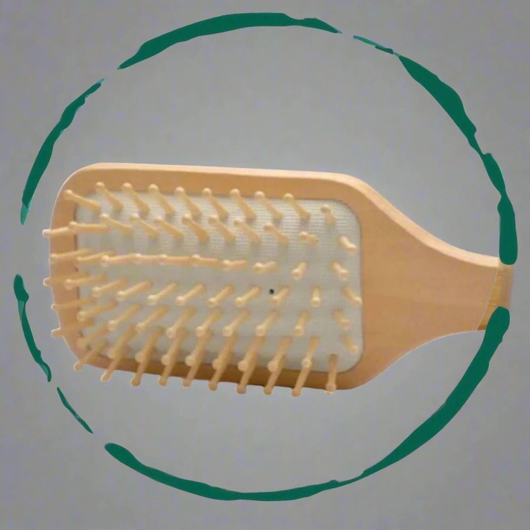 Large Bamboo Hairbrush with Natural Rubber Cushion – Detangling, Anti-Static & Scalp Massage
