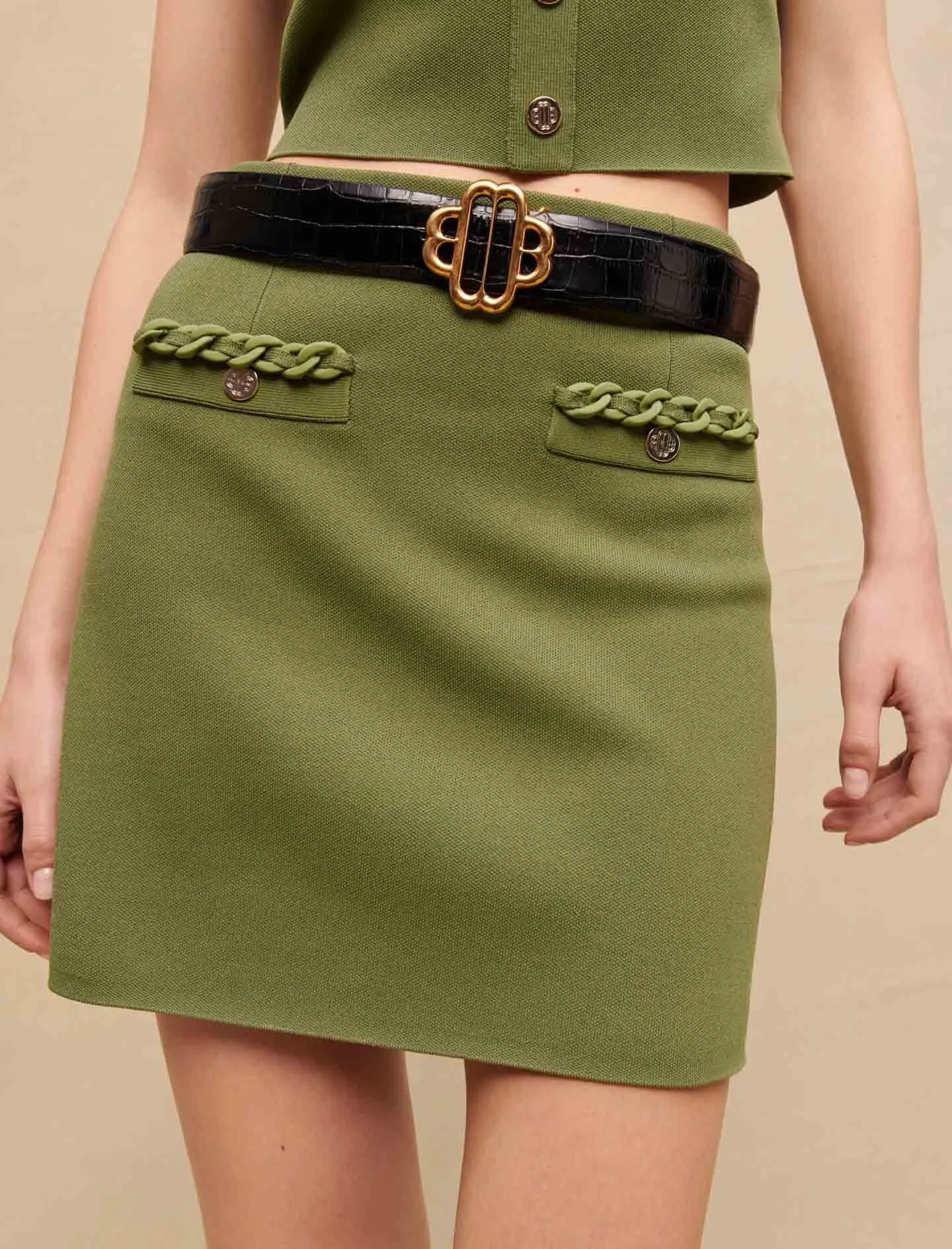 LEATHER BELT WITH CLOVER BUCKLE