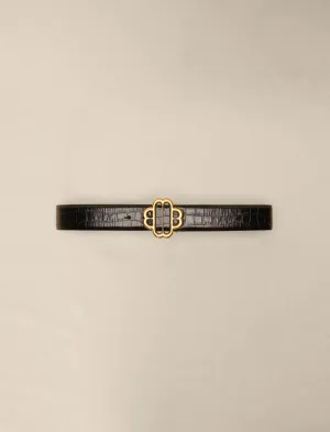 LEATHER BELT WITH CLOVER BUCKLE