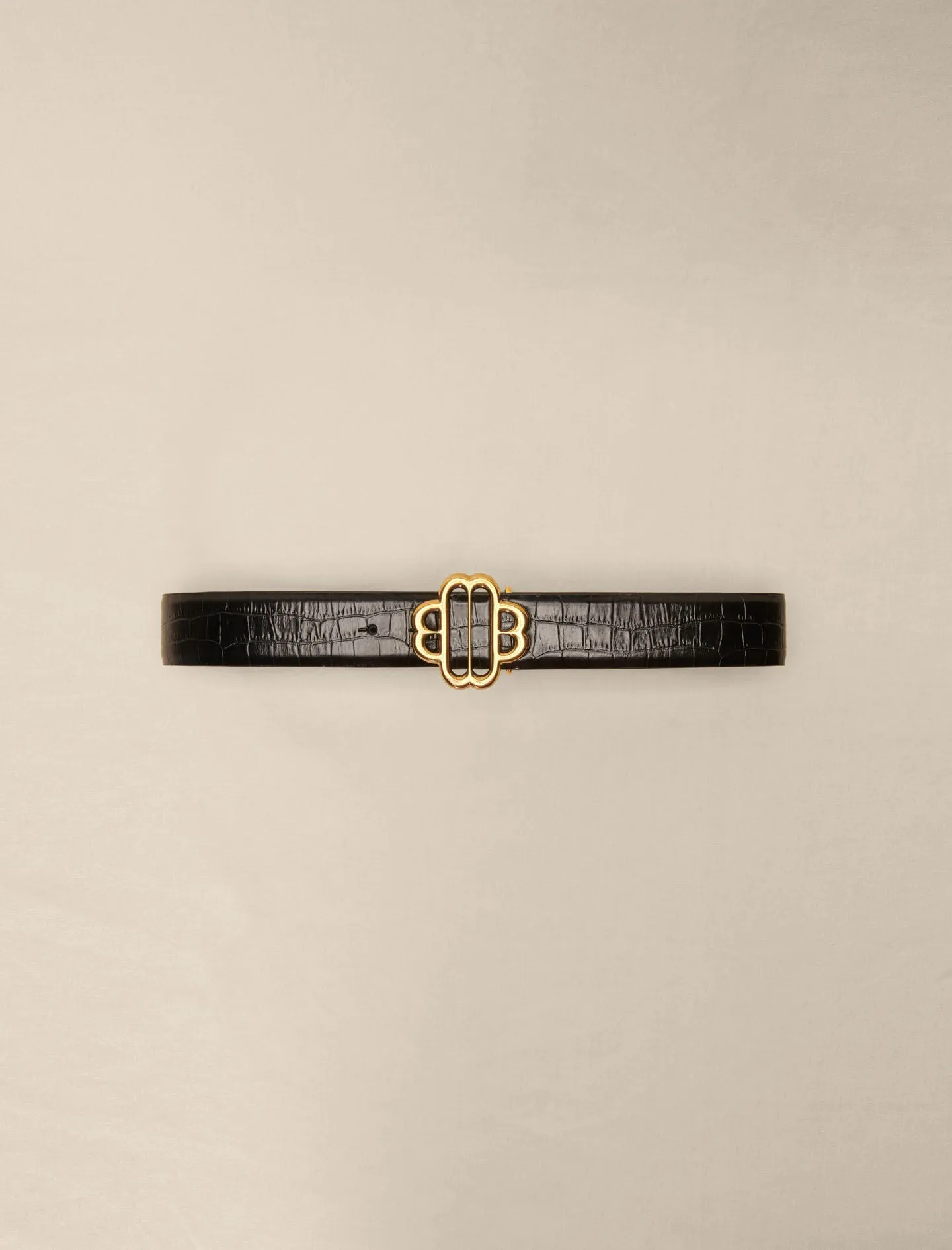 LEATHER BELT WITH CLOVER BUCKLE