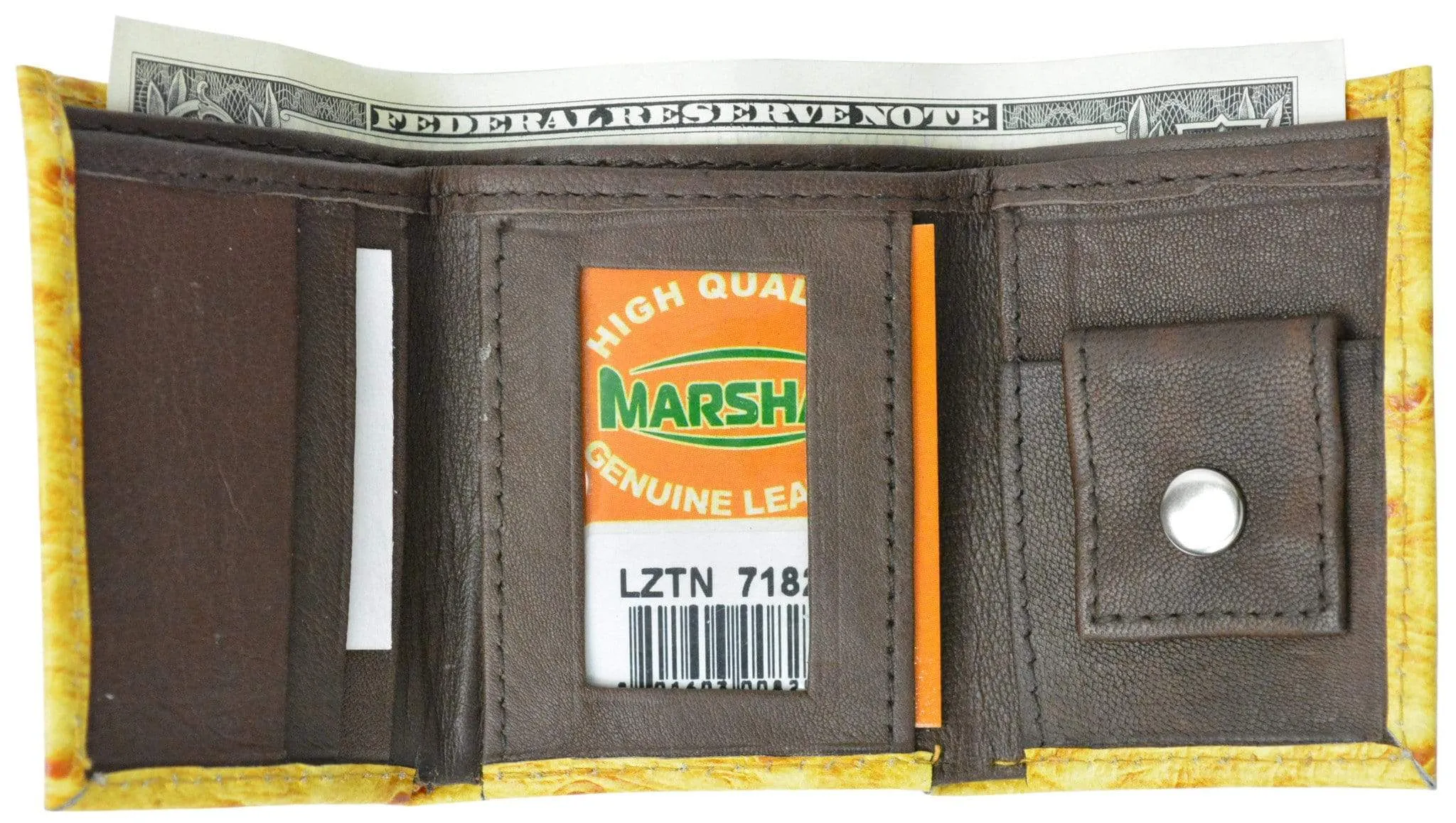 Leather Children Trifold Wallet Kids Ostrich Print 71825 OS
