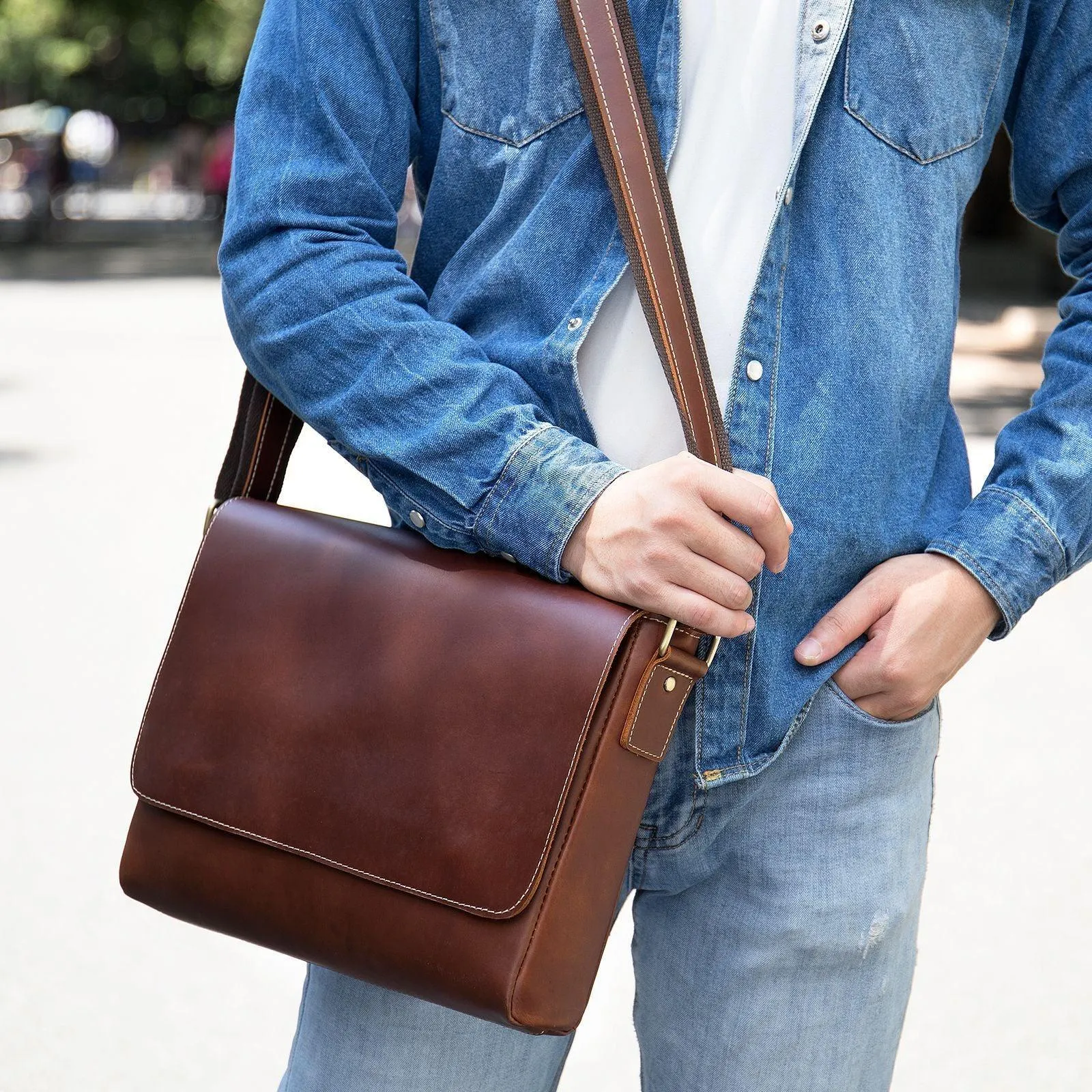 Leather Shoulder Bag Retro Messenger Bag