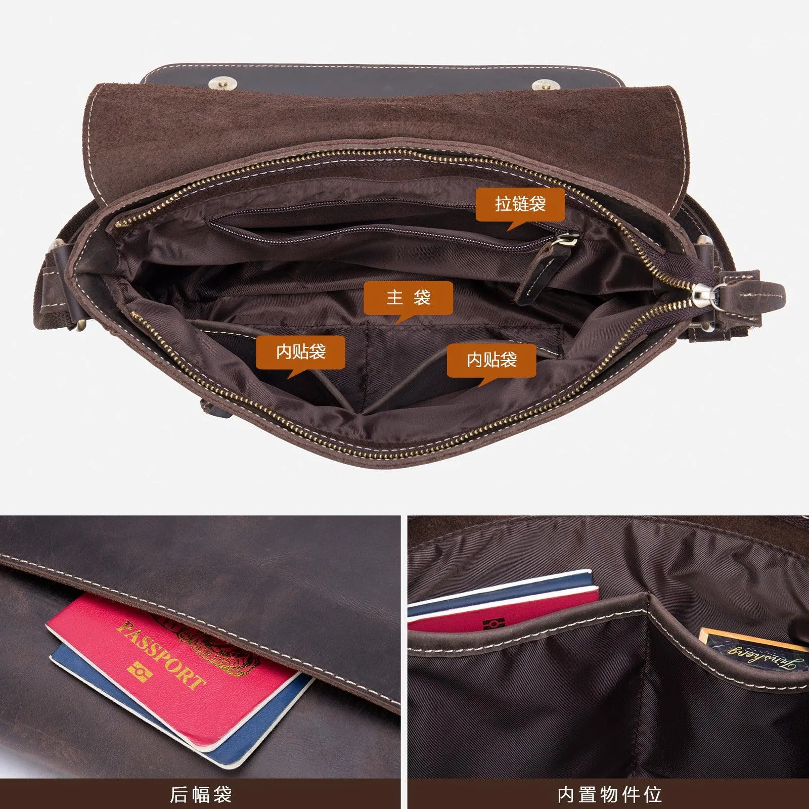 Leather Shoulder Bag Retro Messenger Bag