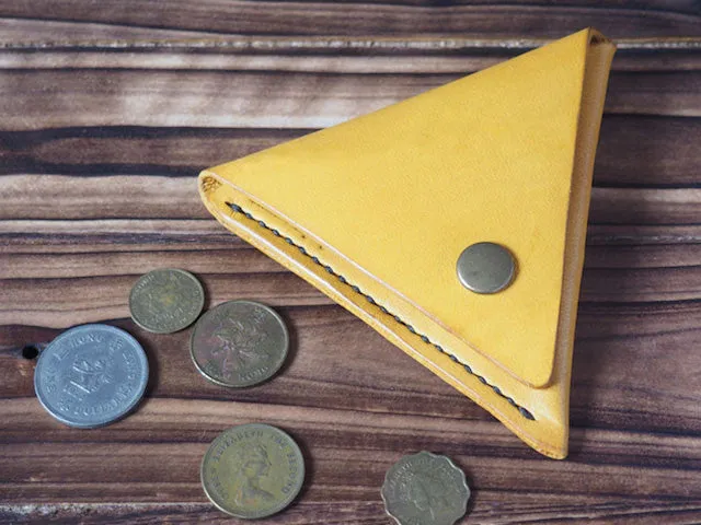 Leather Triangle Coin Purse #Yellow