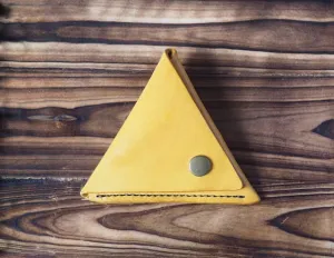 Leather Triangle Coin Purse #Yellow
