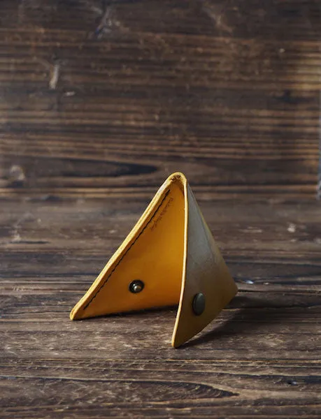 Leather Triangle Coin Purse #Yellow
