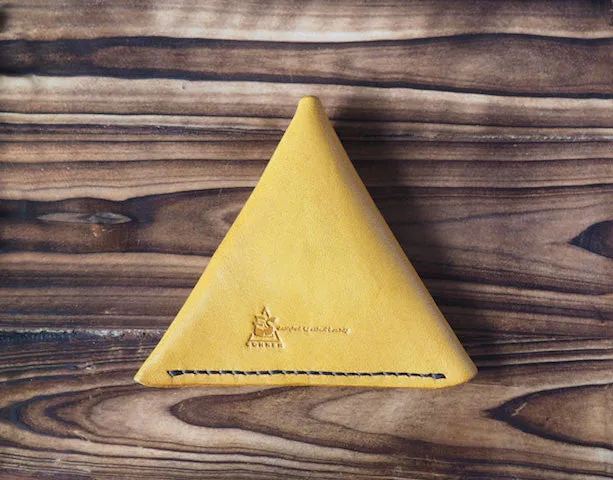 Leather Triangle Coin Purse #Yellow
