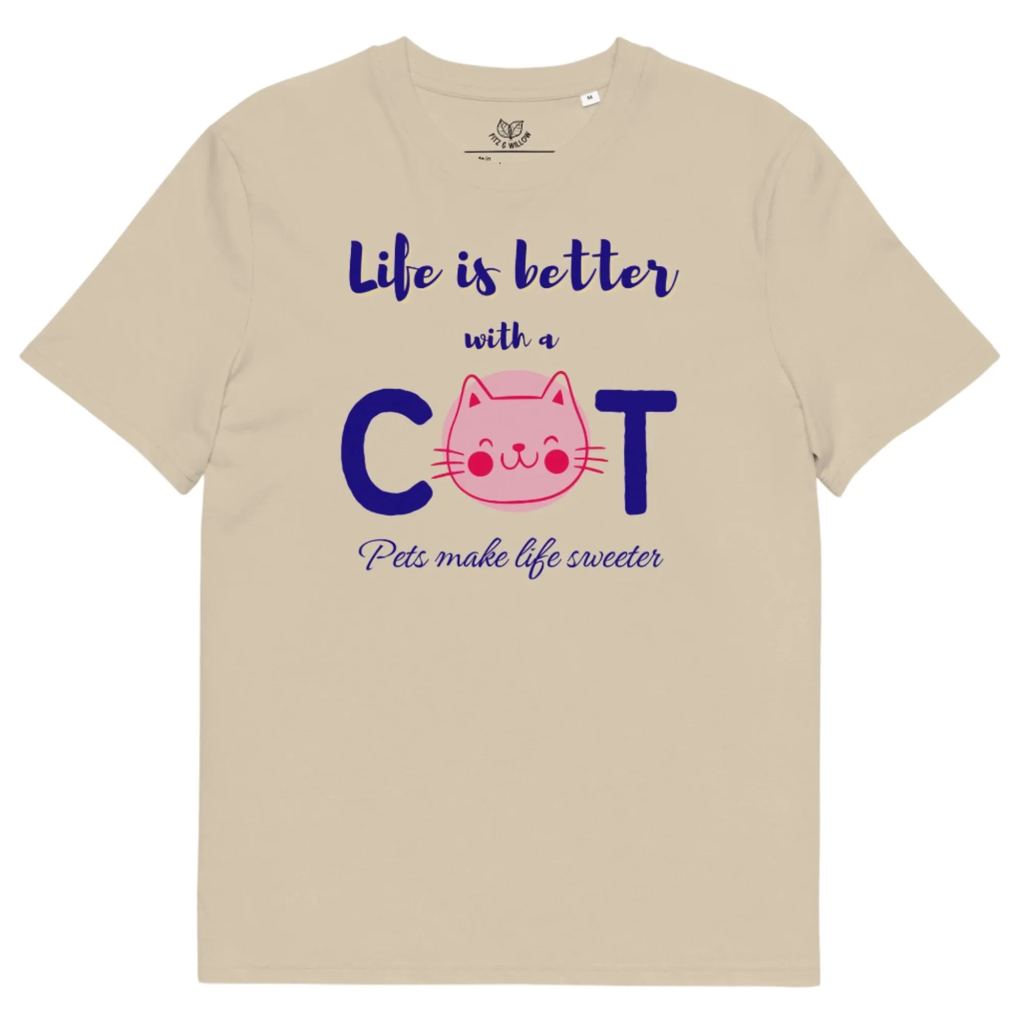 Life is better with a cat, Unisex sustainable, vegan t-shirt