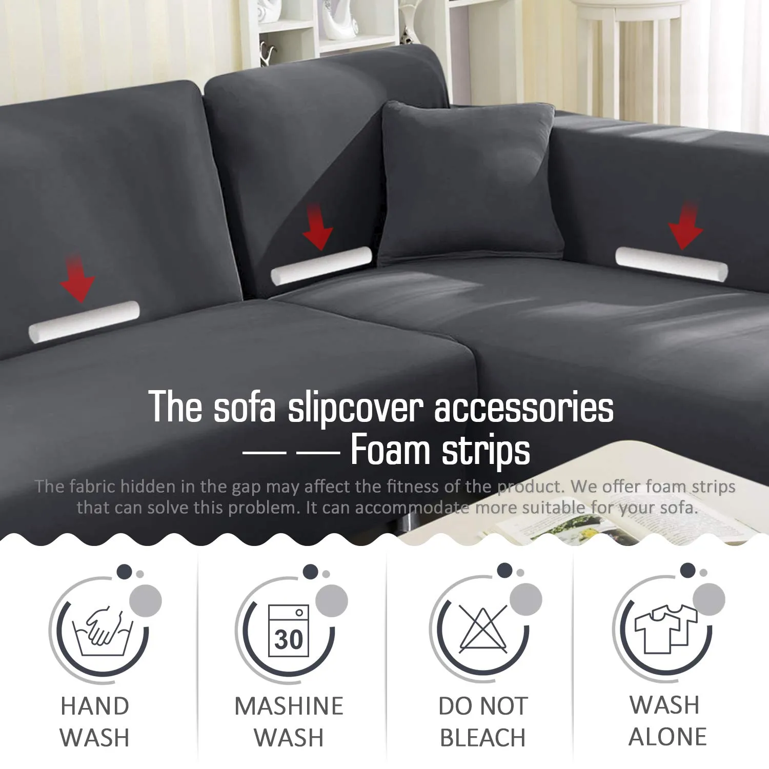 Light Grey L-Shaped Sofa Covers (3 Seater   3 Seater )