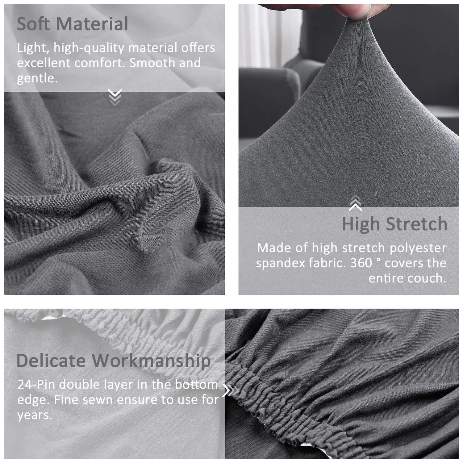 Light Grey L-Shaped Sofa Covers (3 Seater   3 Seater )