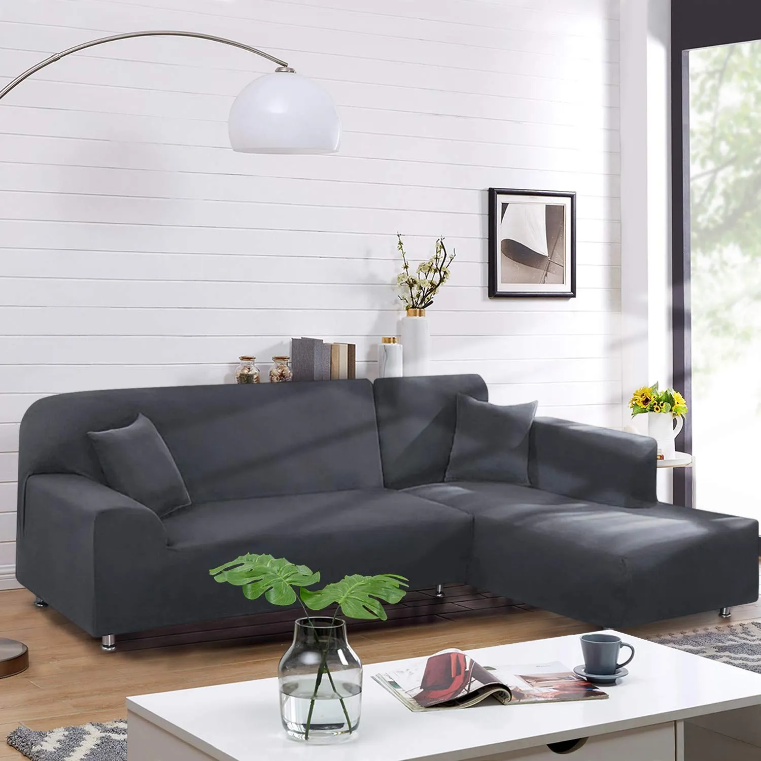 Light Grey L-Shaped Sofa Covers (3 Seater   3 Seater )