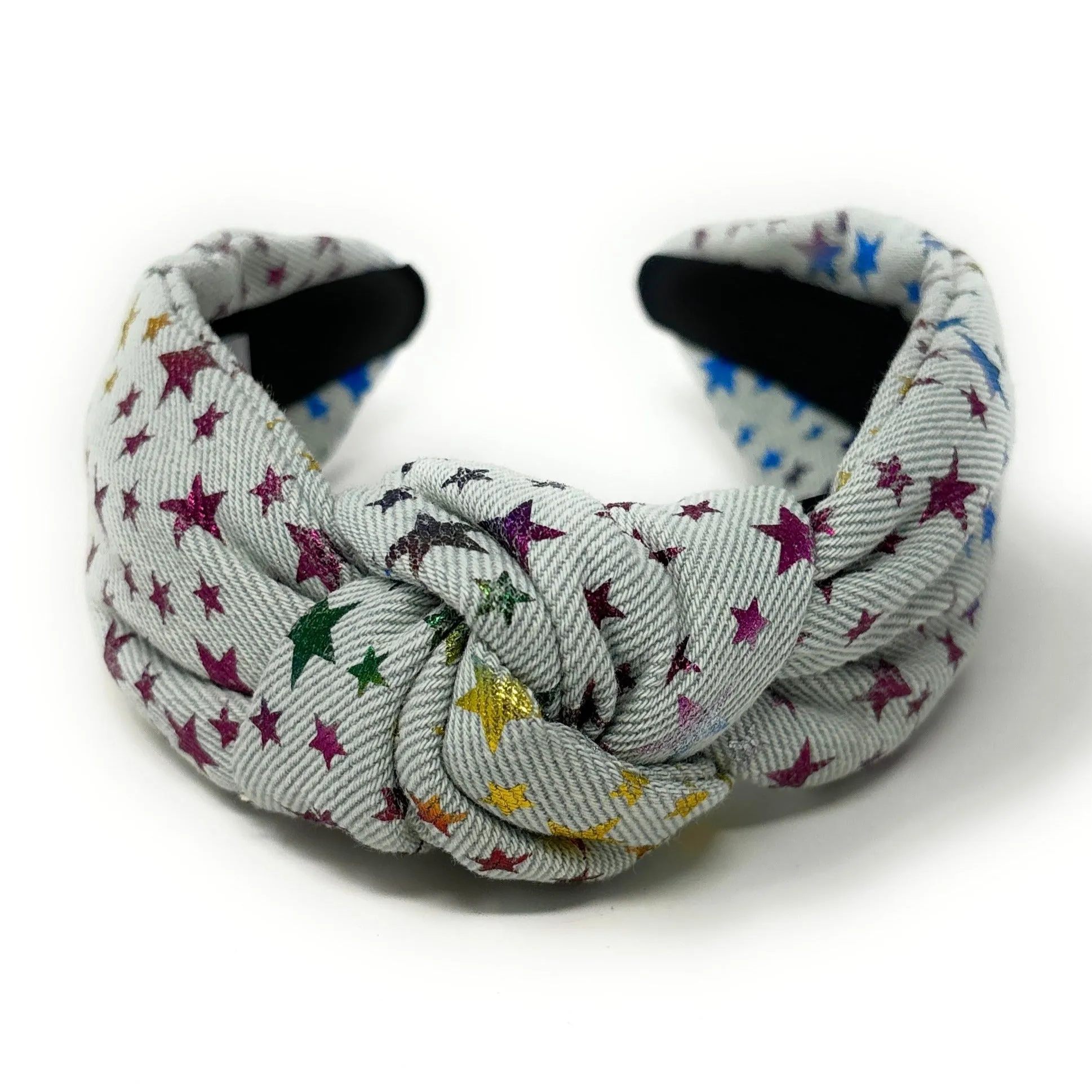 Light Wash Denim Stars Knot Headband