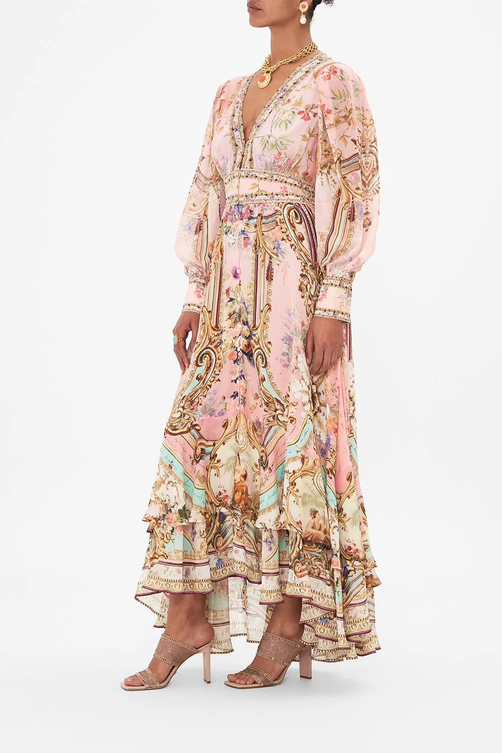 LONG BUTTON FRONT DRESS LETTERS FROM THE PINK ROOM