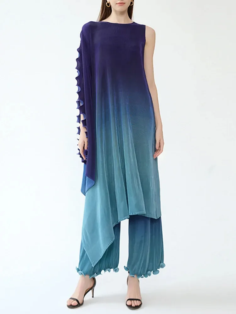 Luxurious 2 Piece Pleated Matching Trousers Set