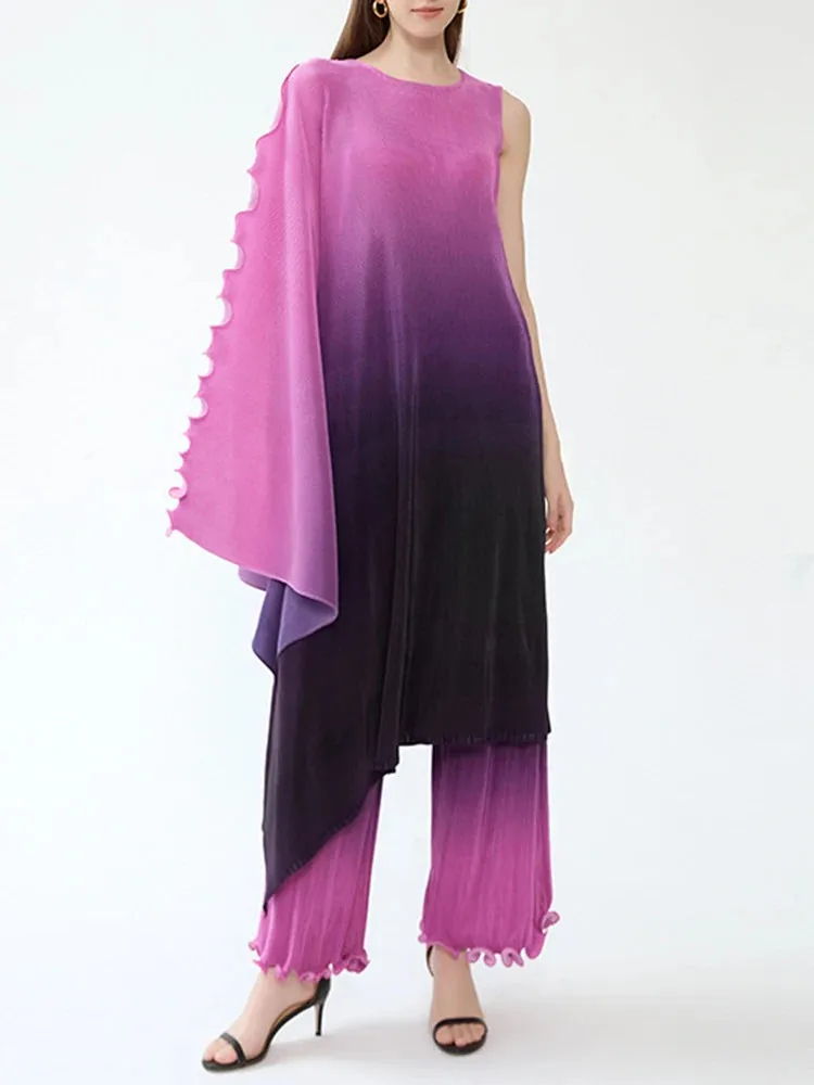 Luxurious 2 Piece Pleated Matching Trousers Set