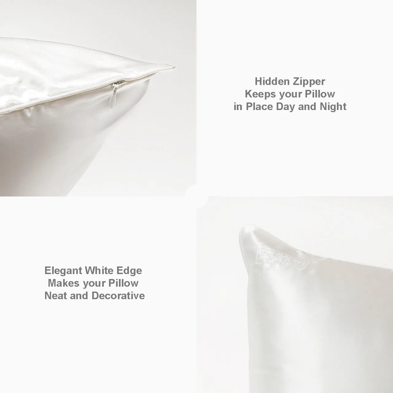 Luxurious 22 Momme Mulberry Silk Pillowcase, White