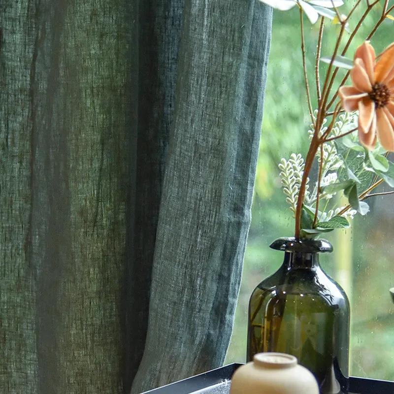 Luxurious Blackish Green100% Pure Linen Curtains Sheer Curtains